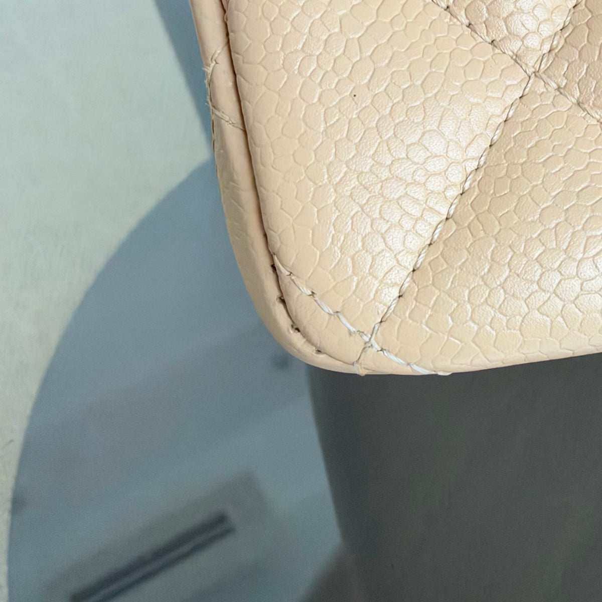 Chanel Classic Flap Jumbo - Caviar Quilted Double Flap Light Beige Gold Hardware Series 14