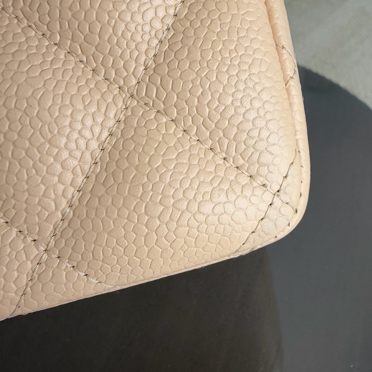 Chanel Classic Flap Jumbo - Caviar Quilted Double Flap Light Beige Gold Hardware Series 14
