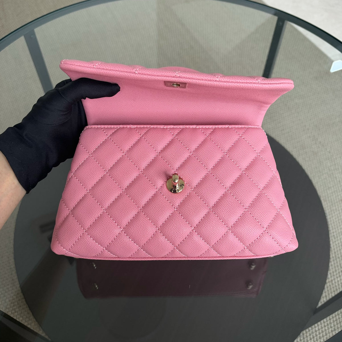 Chanel Coco Handle Small - Caviar Quilted Pink Gold Hardware Series 30