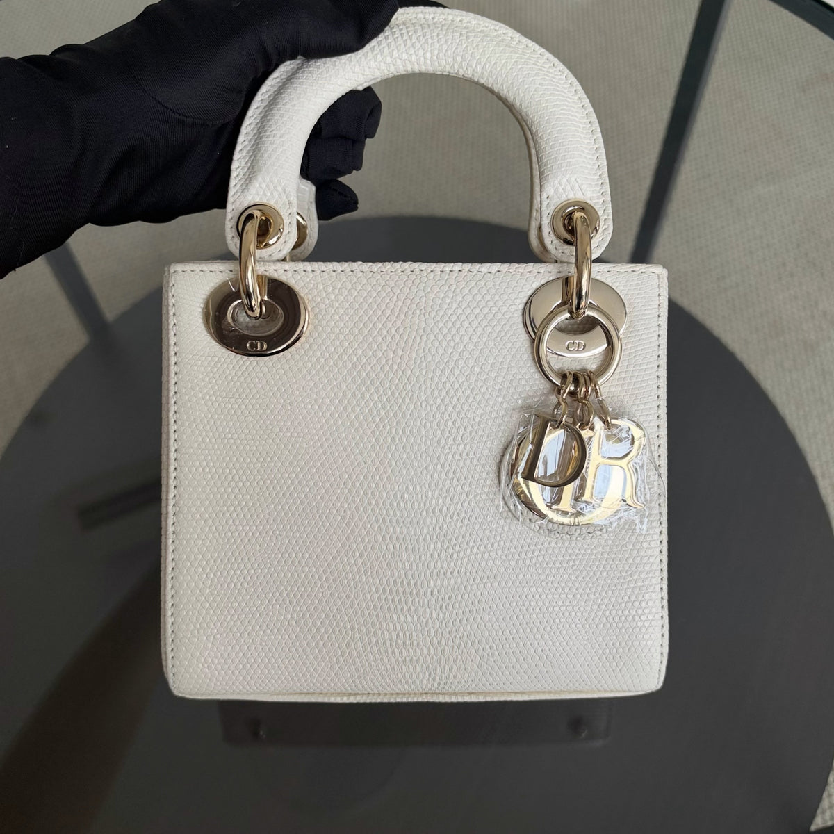 Dior Lady Mini - Exotic Lizard White Gold Hardware