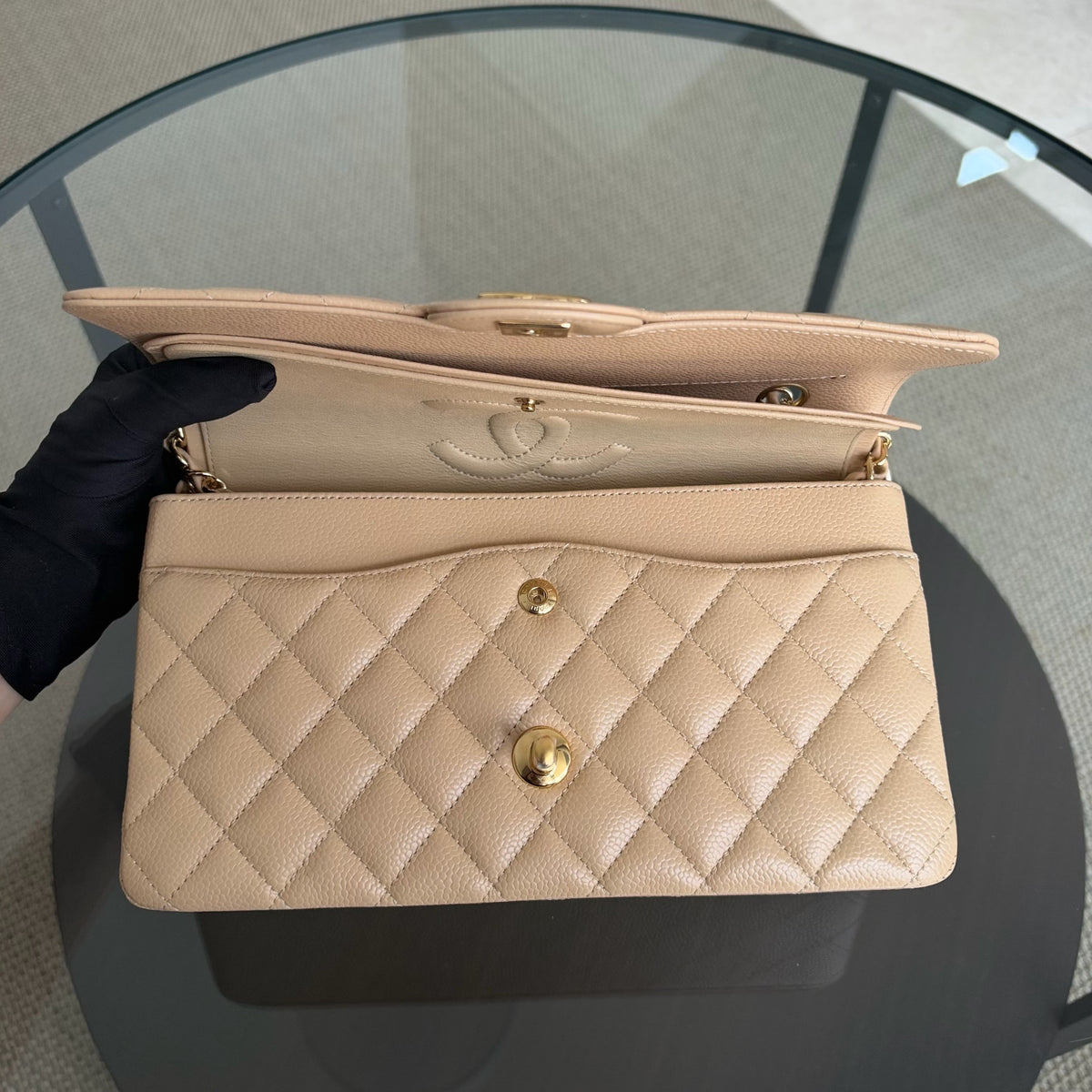 Chanel Classic Flap Medium - Caviar 25CM Quilted Caramel Gold Hardware Series 31