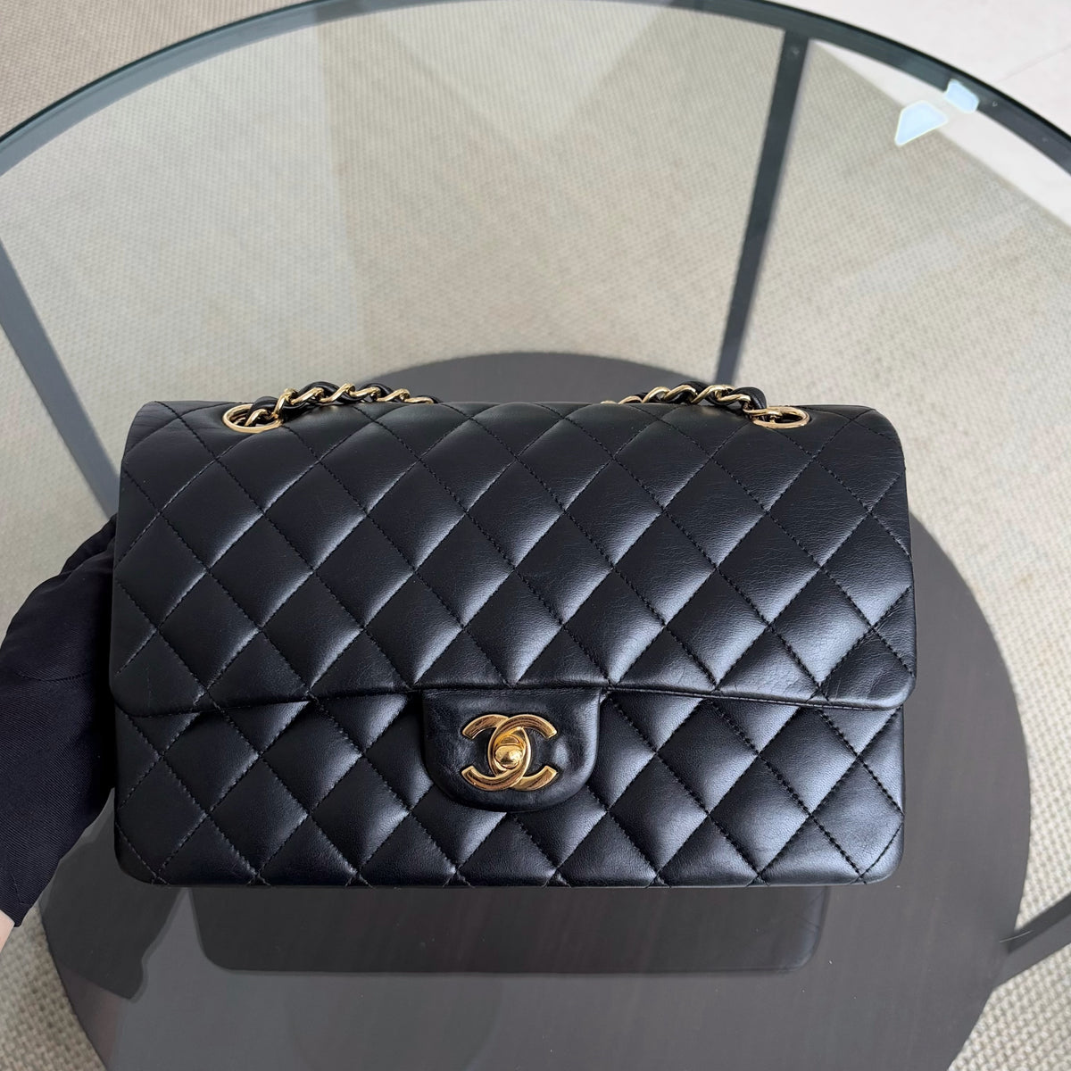 Chanel Classic Flap Medium - 25CM Quilted Lambskin Black Gold Hardware Series 13