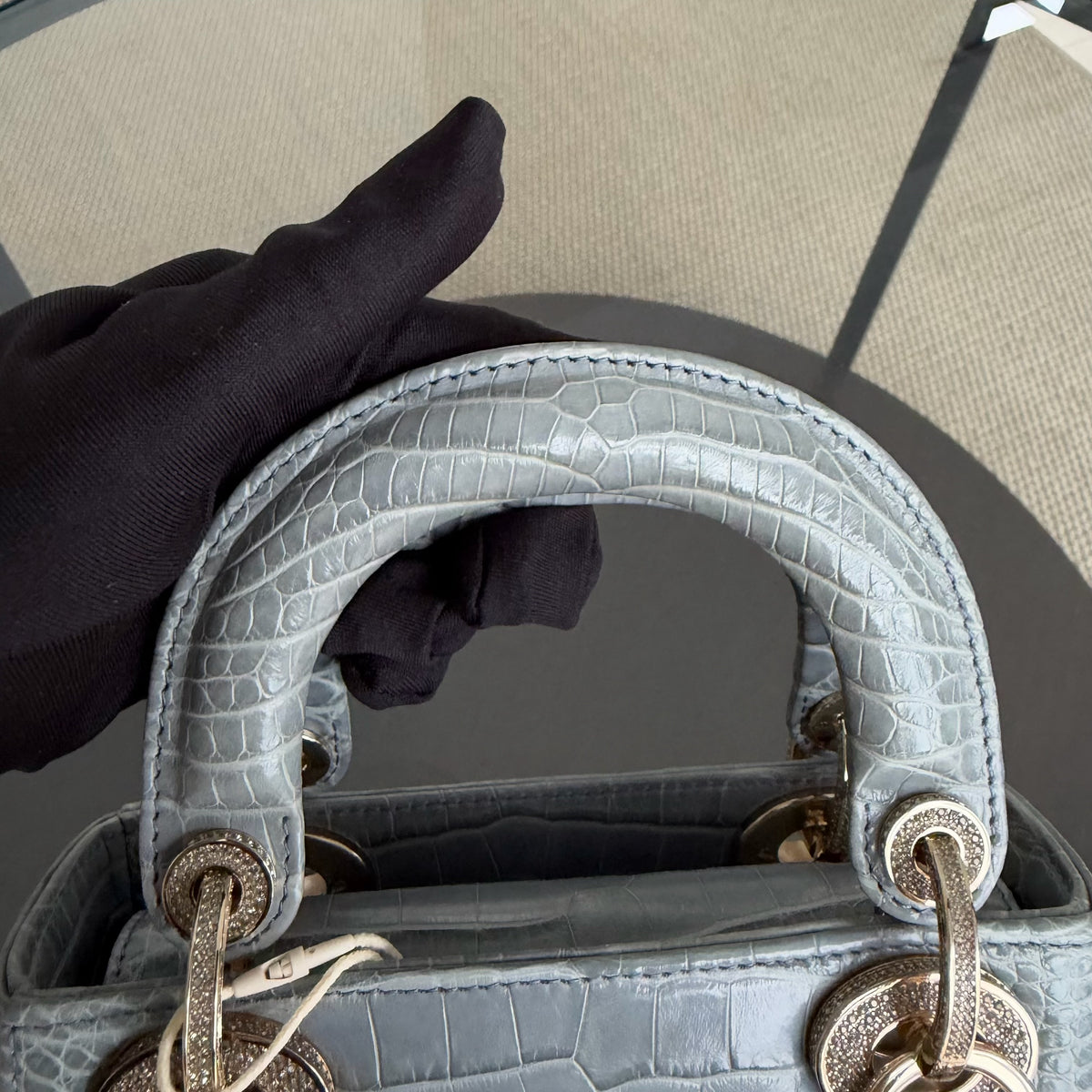 Dior Lady Mini - Exotic Himalaya Crocodile Limited Edition Swarovski Crystal Silver Hardware