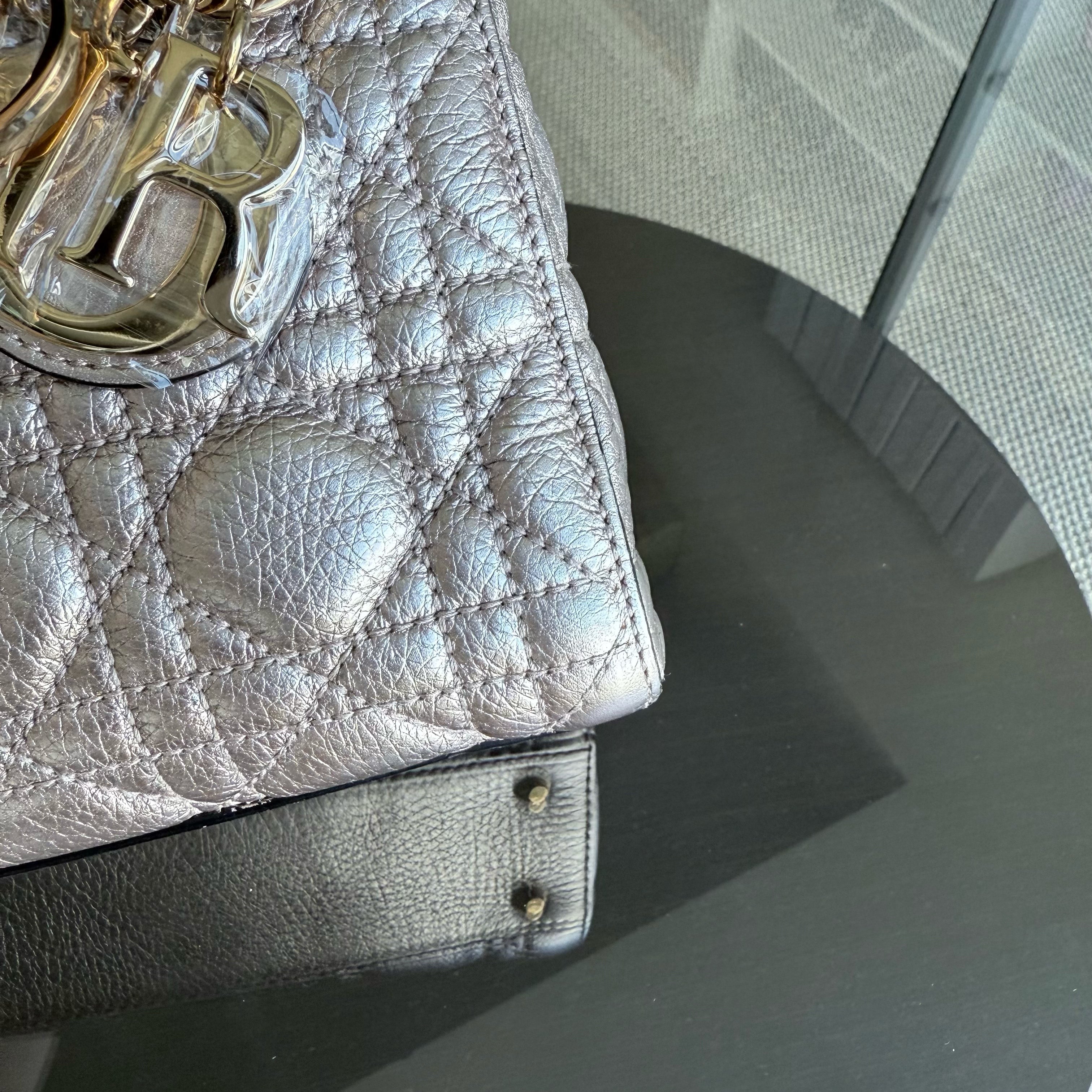 Dior Lady Mini - Cannage Calfskin Metallic Rose Gold Hardware