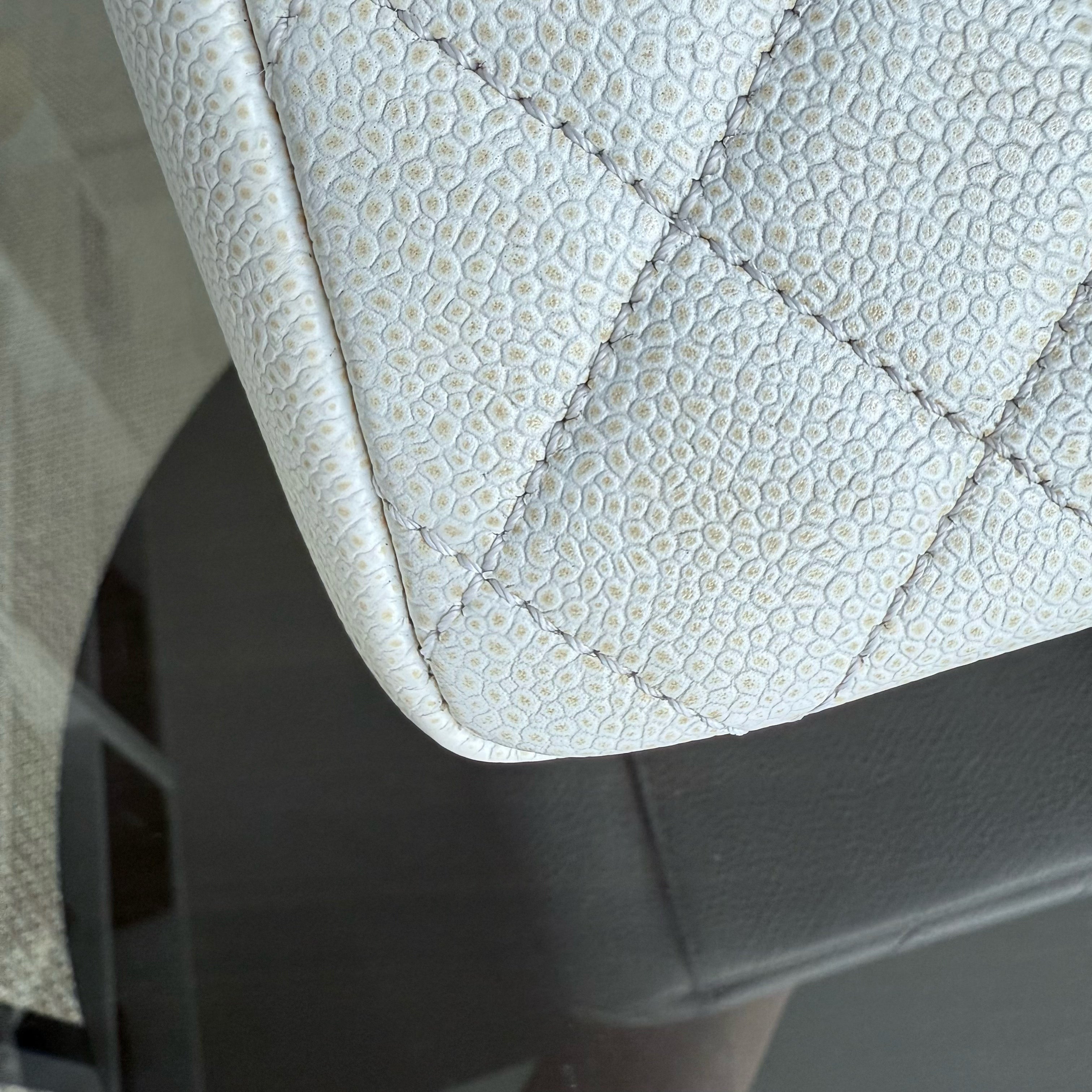 Chanel GST Grand Shopping Tote - Caviar Quilted White Silver Hardware Series 18