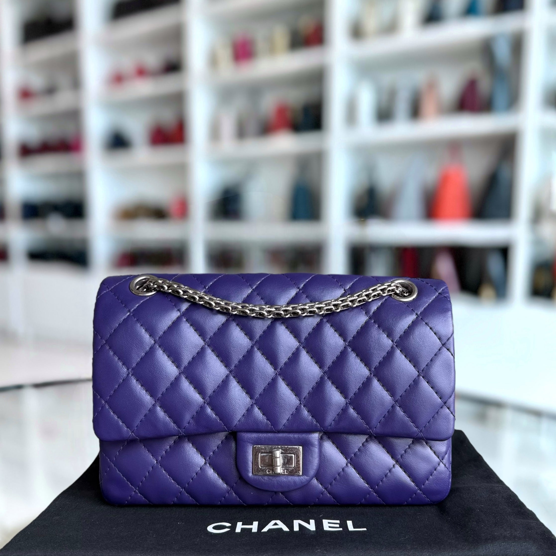 Chanel 2.55 Reissue 225 Small - 24CM Quilted Lambskin Dark Purple Series 14