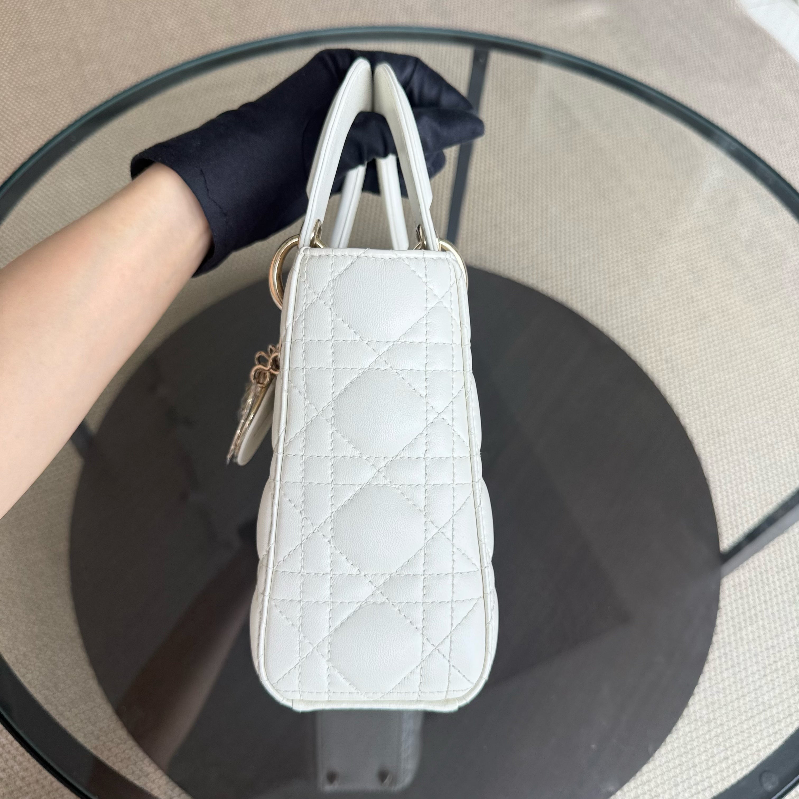 Dior Lady Small ABC - Cannage Lambskin White Gold Hardware MyABC