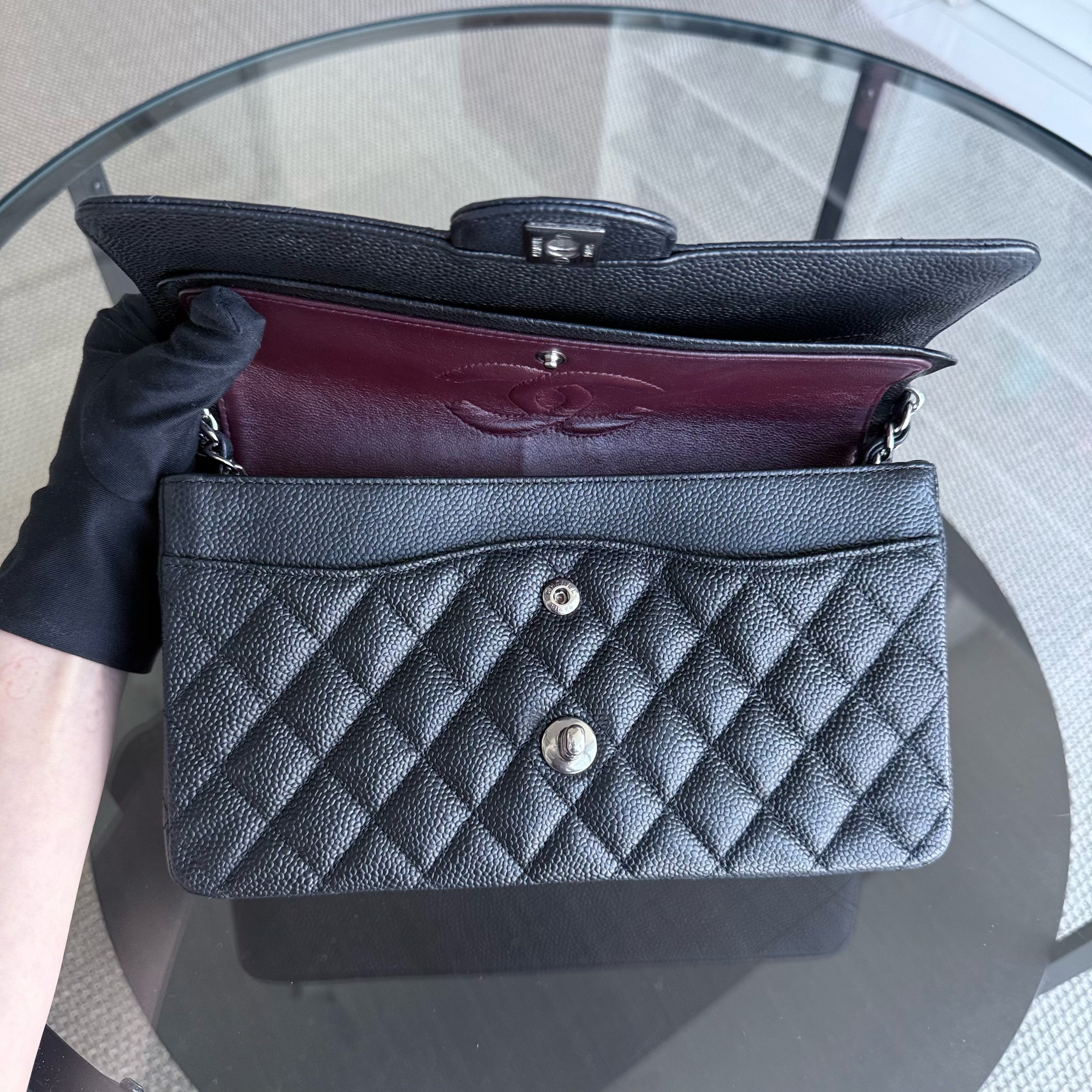 Chanel Classic Flap Medium - Caviar 25CM Quilted Black Silver Hardware Series 16