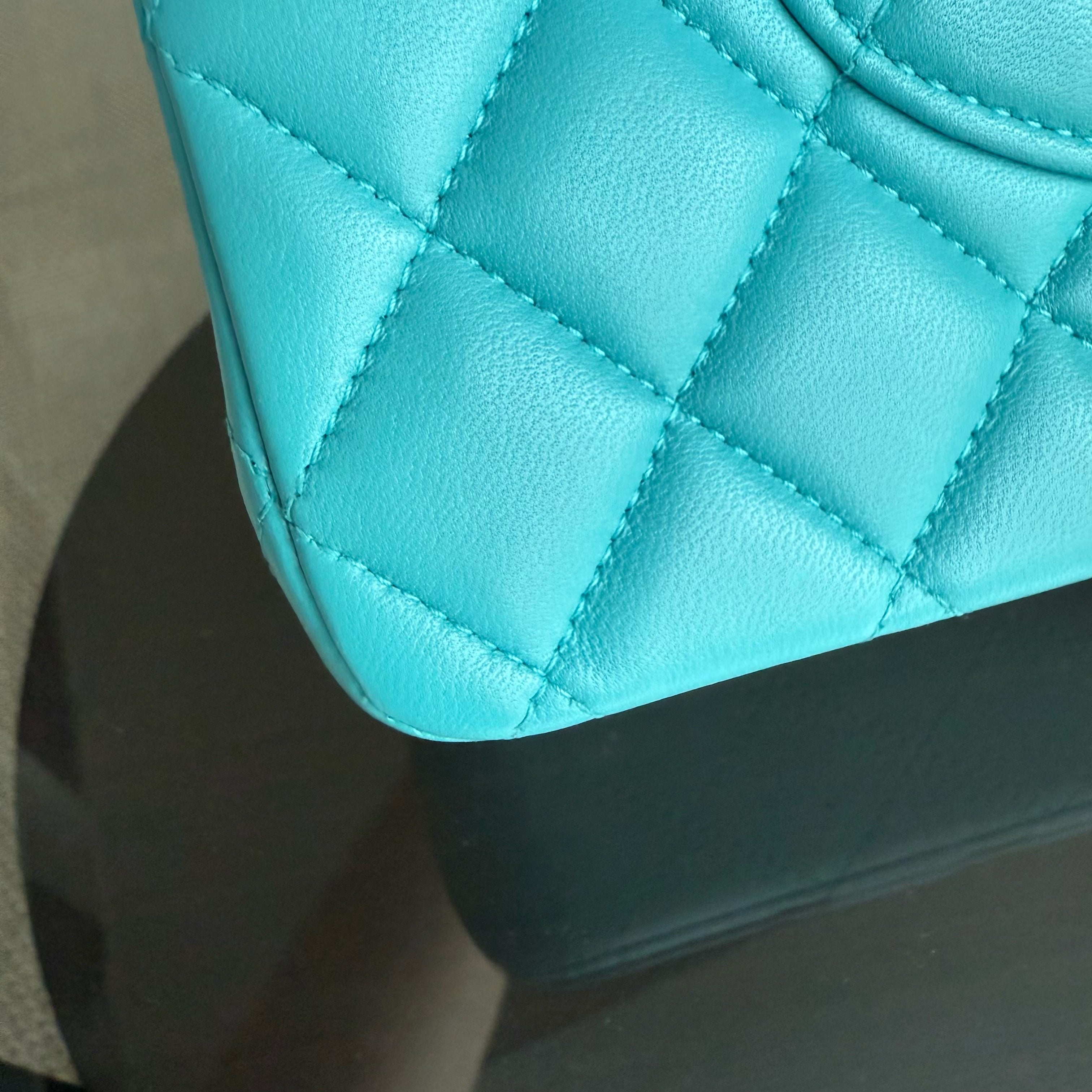 Chanel Classic Flap Medium - 25CM Quilted Lambskin Blue Silver Hardware Series 19
