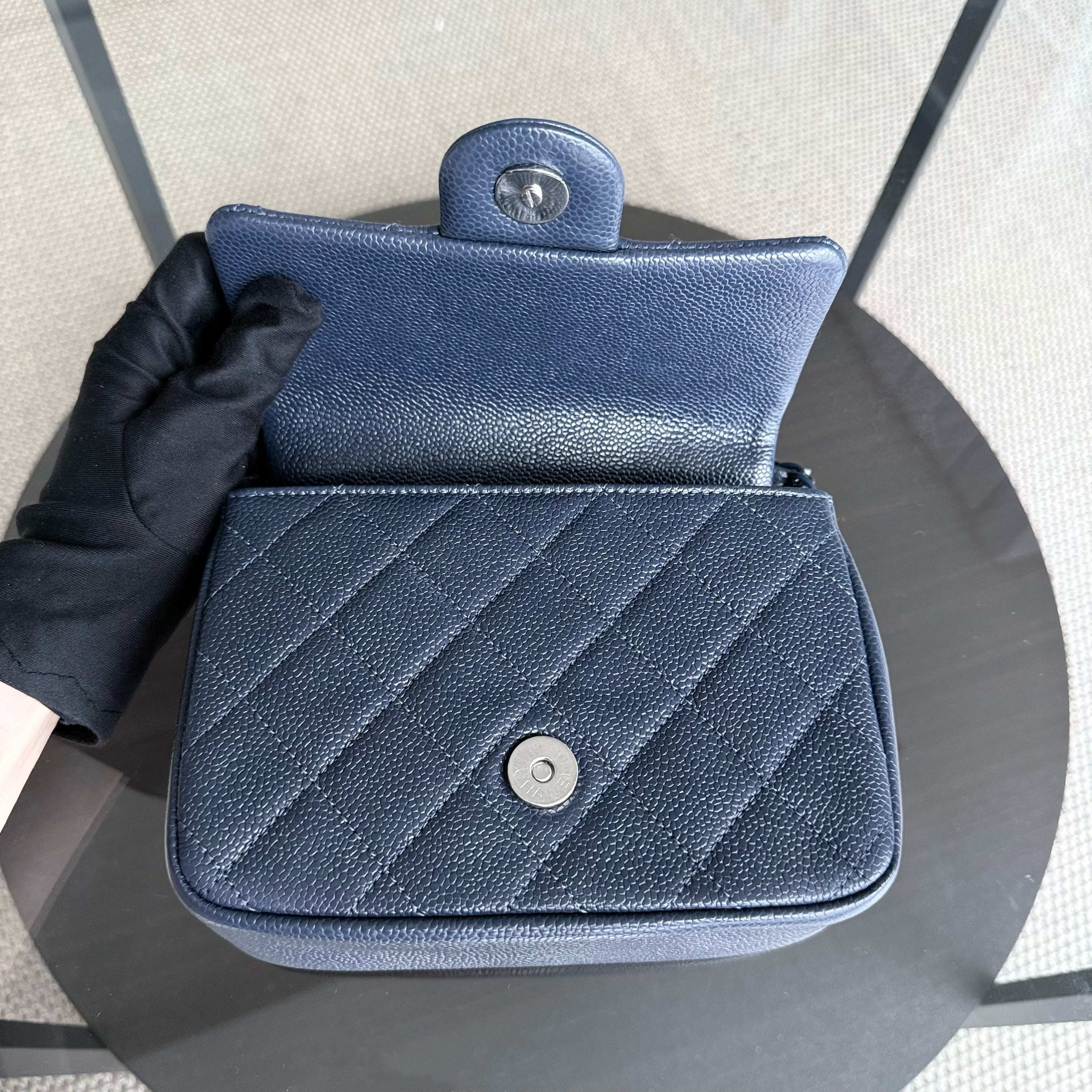 Chanel CC Flap Mini Square - Caviar Quilted All Blue Hardware Series 29