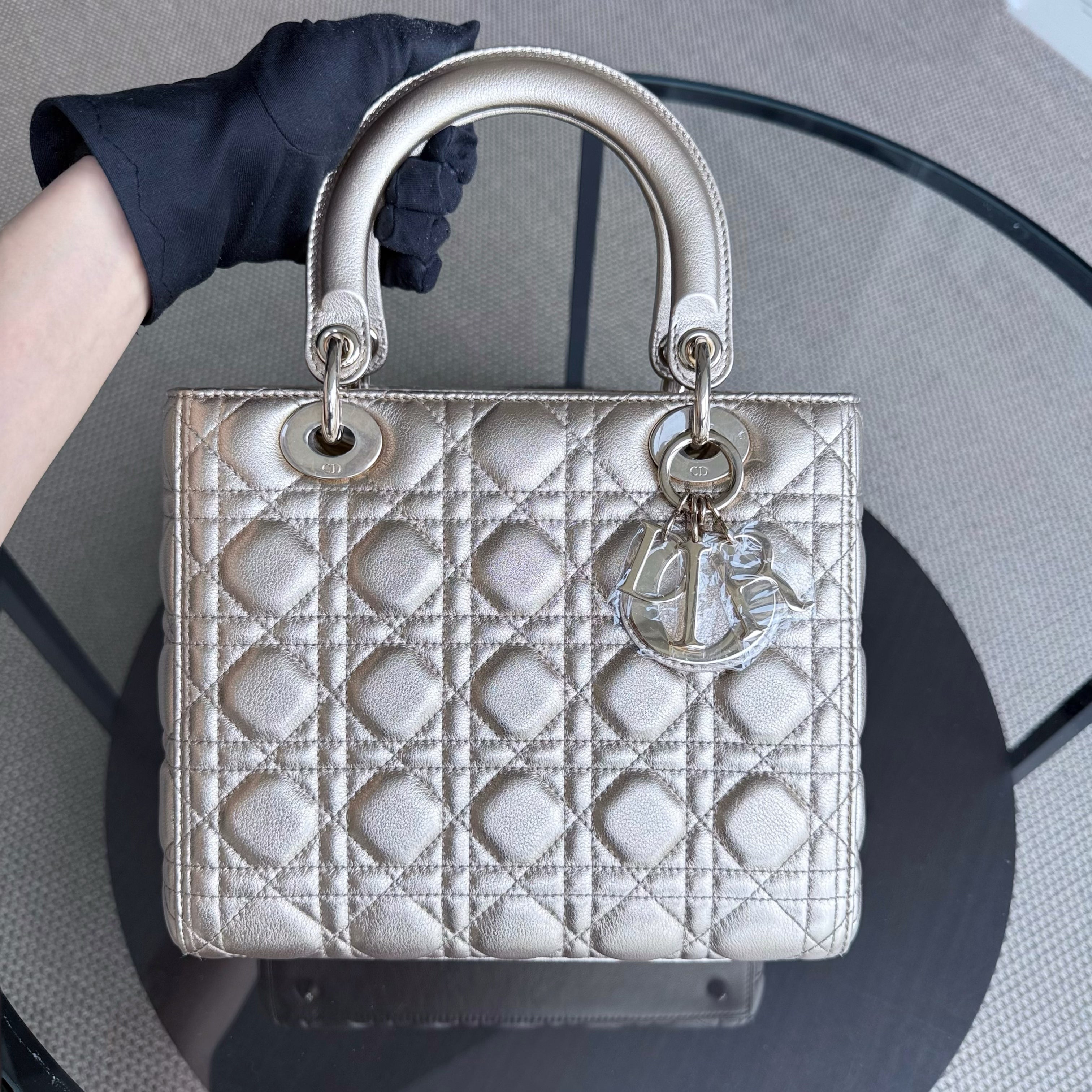 Dior Lady Medium - Cannage Gold Calfskin Gold Hardware No Strap