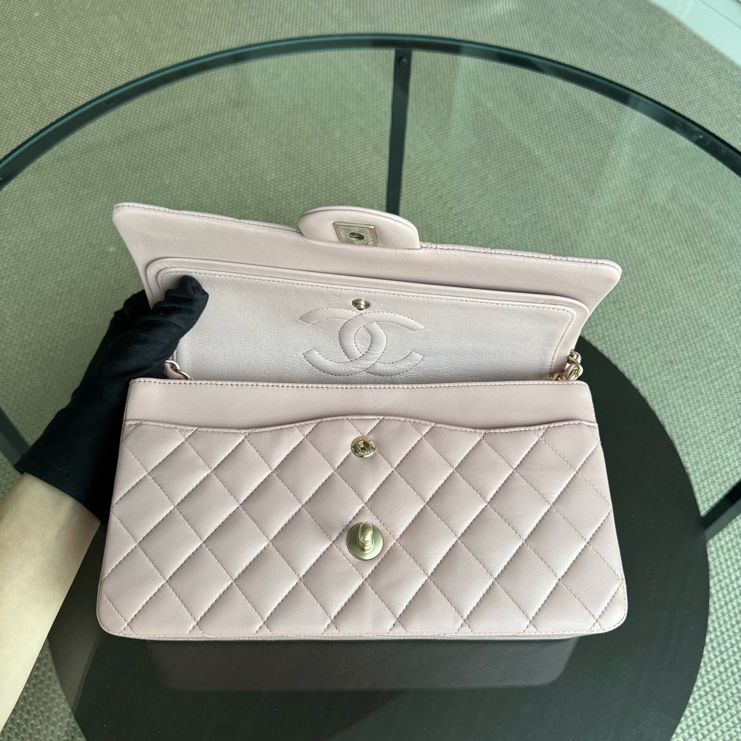 Chanel Classic Flap Medium - 25CM Quilted Lambskin Light Pink Gold Hardware Series 20
