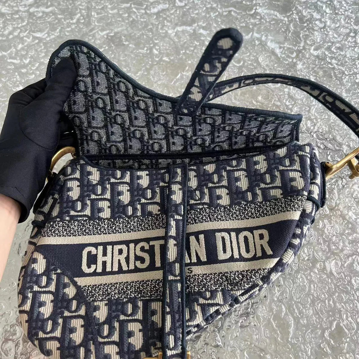 Dior Saddle Medium - Oblique Canvas Monogram Dark Blue Gold Hardware