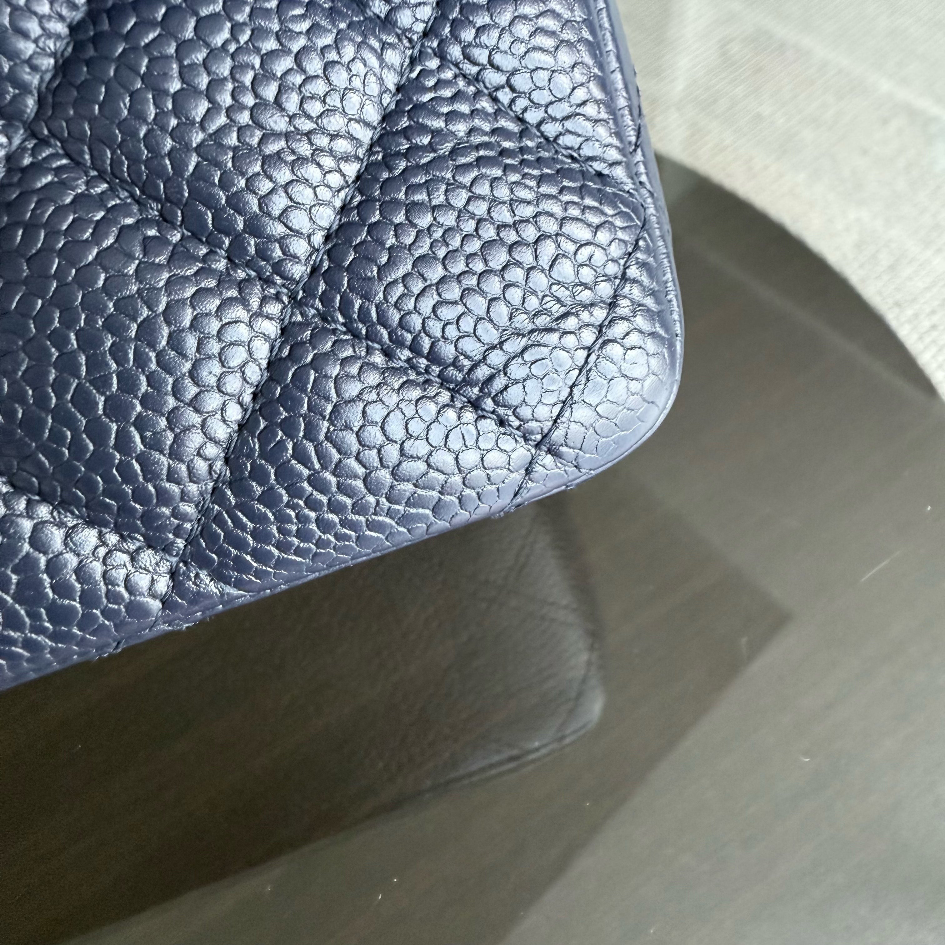 Chanel Classic Flap Medium - Caviar 25CM Quilted Dark Blue Silver Hardware Series 19
