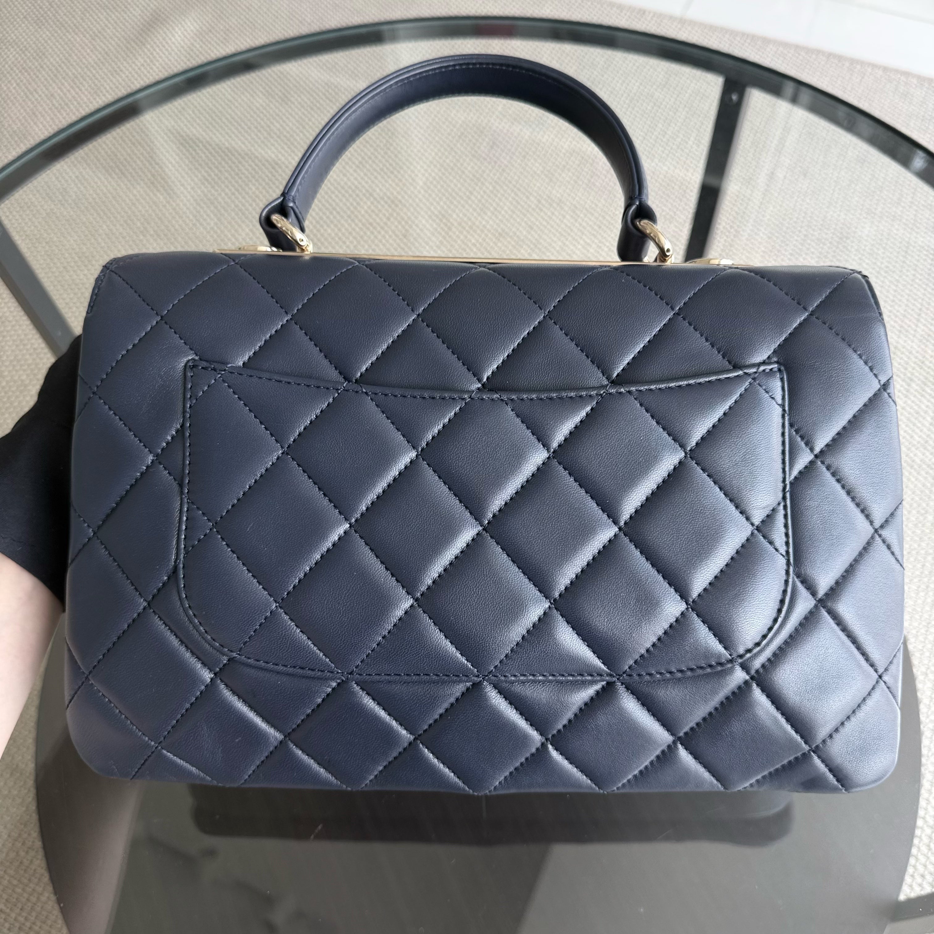 Chanel Trendy CC Large - Quilted Lambskin 30CM Navy Blue Gold Hardware Series 24