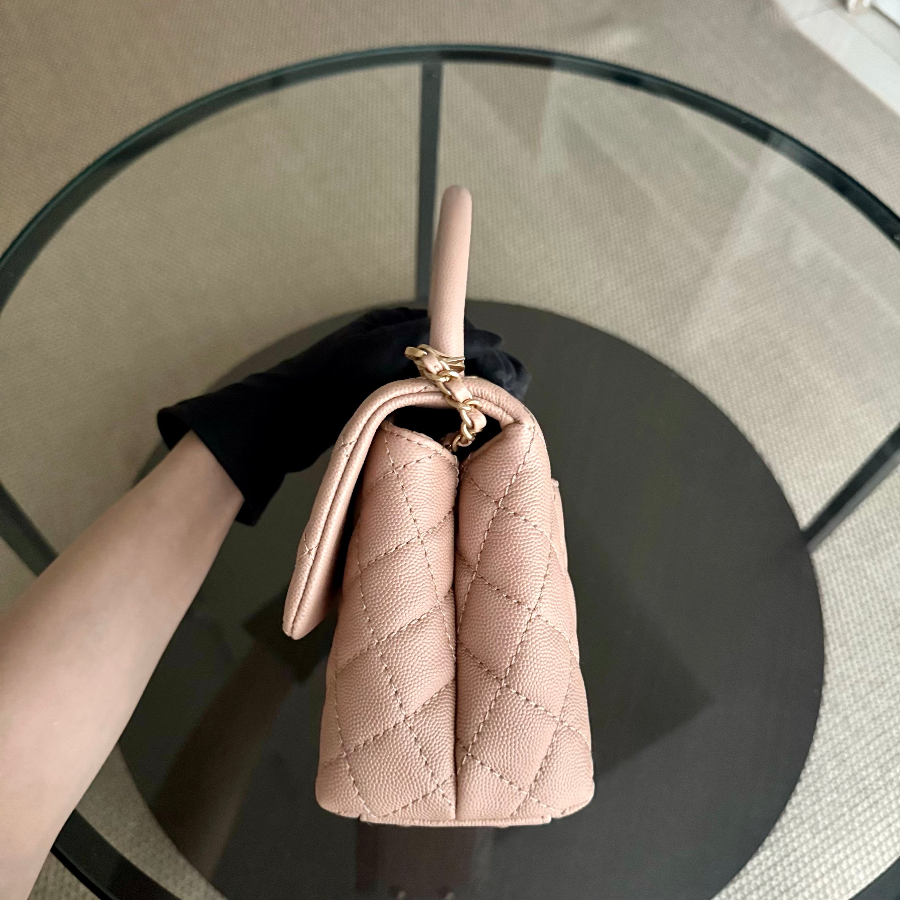 Chanel Coco Handle Small - Caviar Quilted Nude Light Beige Gold Hardware Series 25