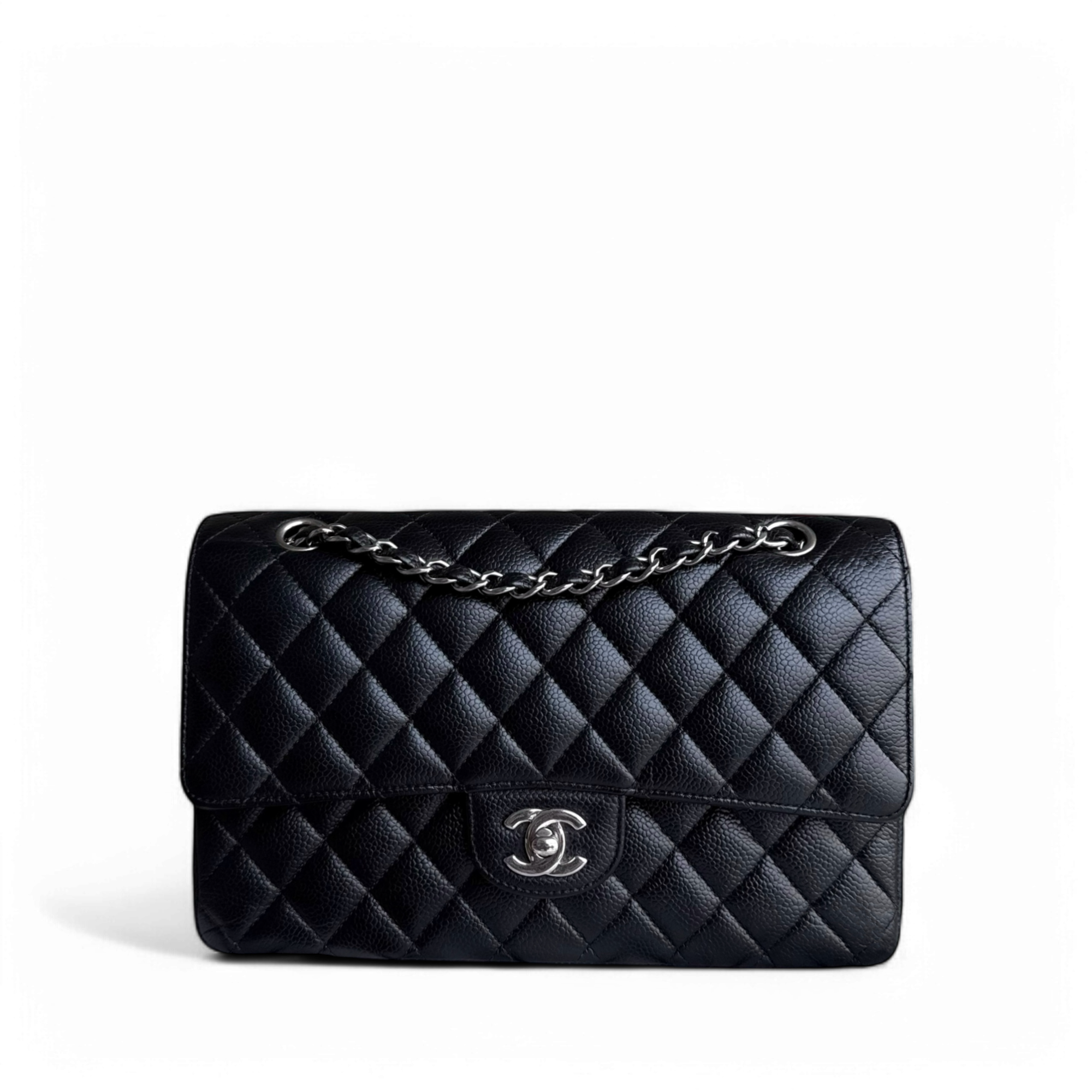 Chanel Classic Flap Medium - Caviar 25CM Quilted Black Silver Hardware Series 18