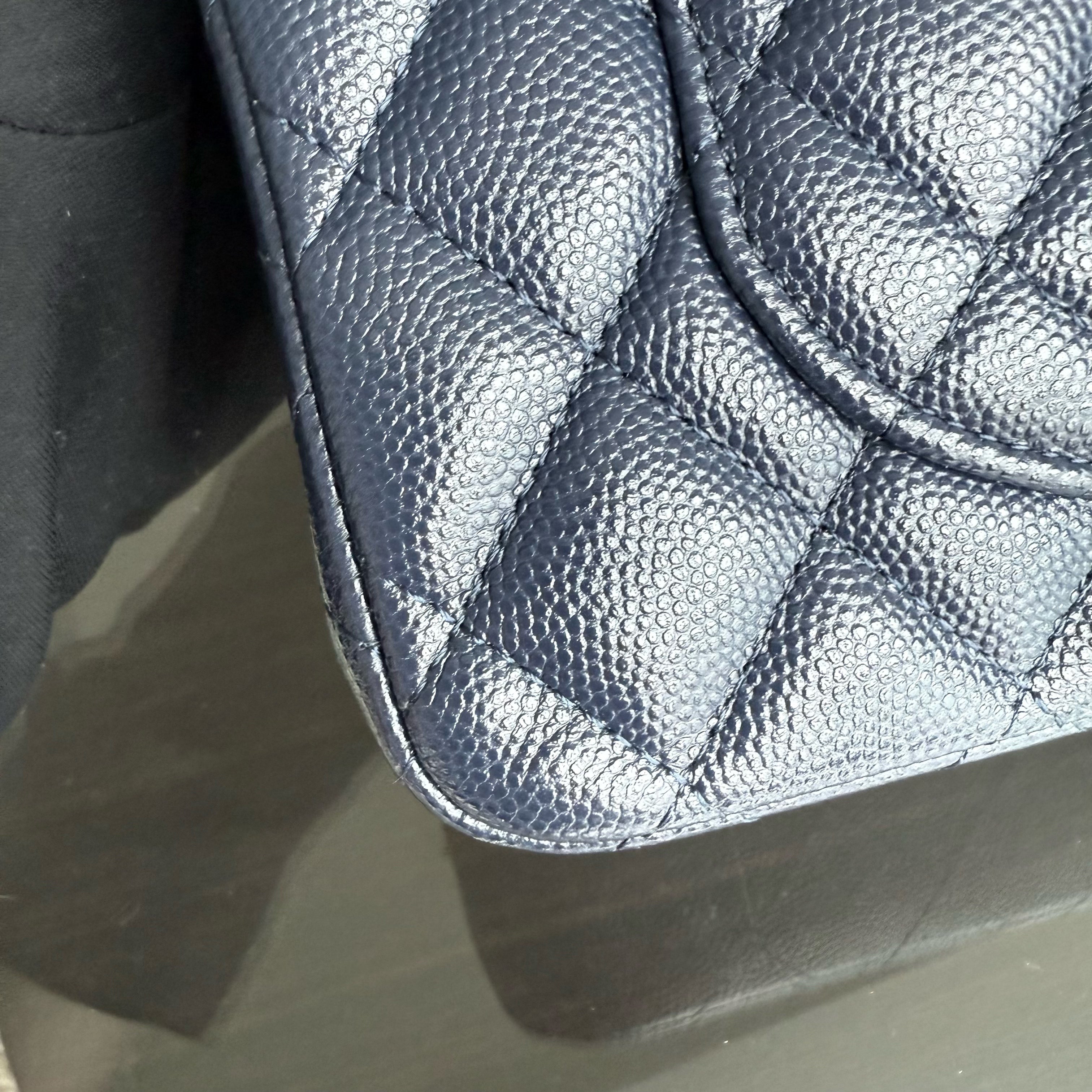 Chanel Classic Flap Small - Caivar 23CM Quilted Midnight Blue Gold Hardware Series 29