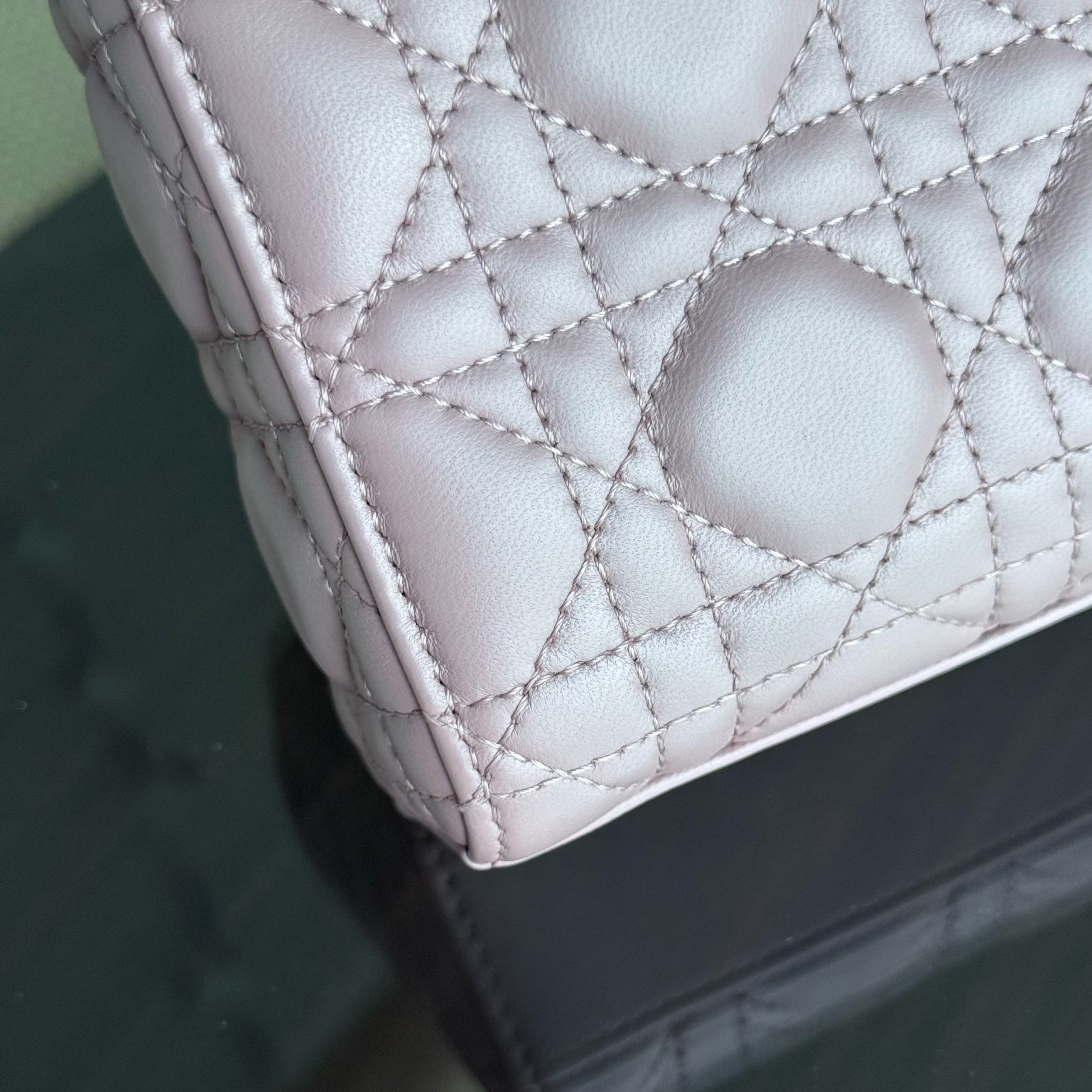 Dior D-Joy Medium - Cannage Lambskin Pink Gold Hardware