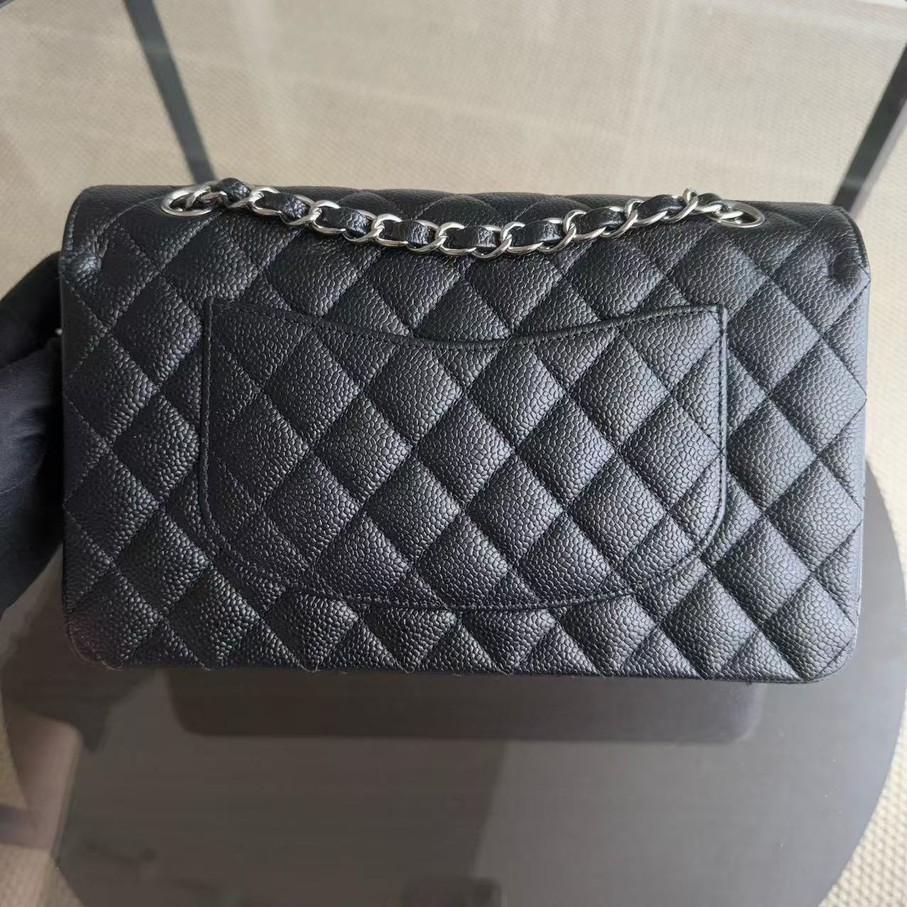 Chanel Classic Flap Medium - Caviar Quilted 25CM Black Silver Hardware Series 18