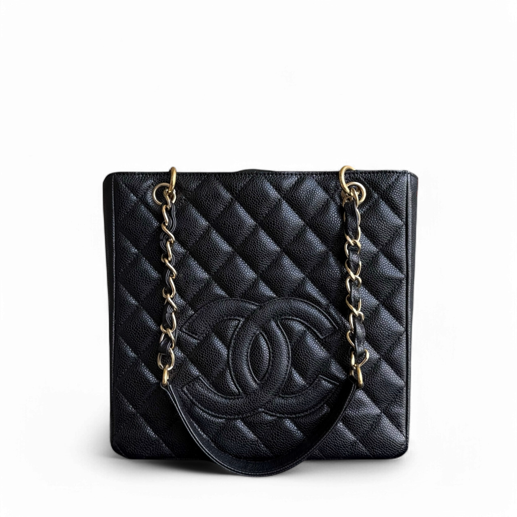 Chanel PST Petite Shopping Tote - Caviar Quilted Black Gold Hardware Series 12