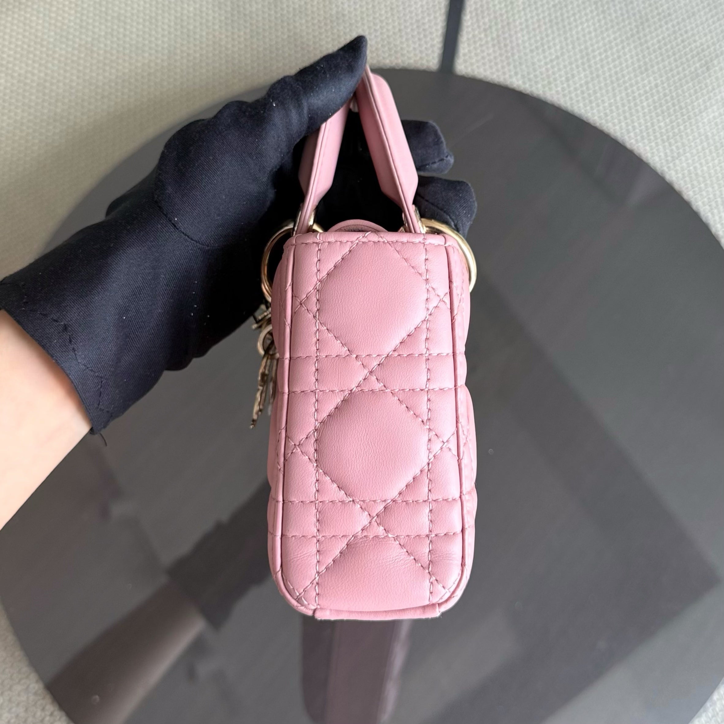 Dior Lady D-Joy Flap Small - Cannage Lambskin Pink Gold Hardware