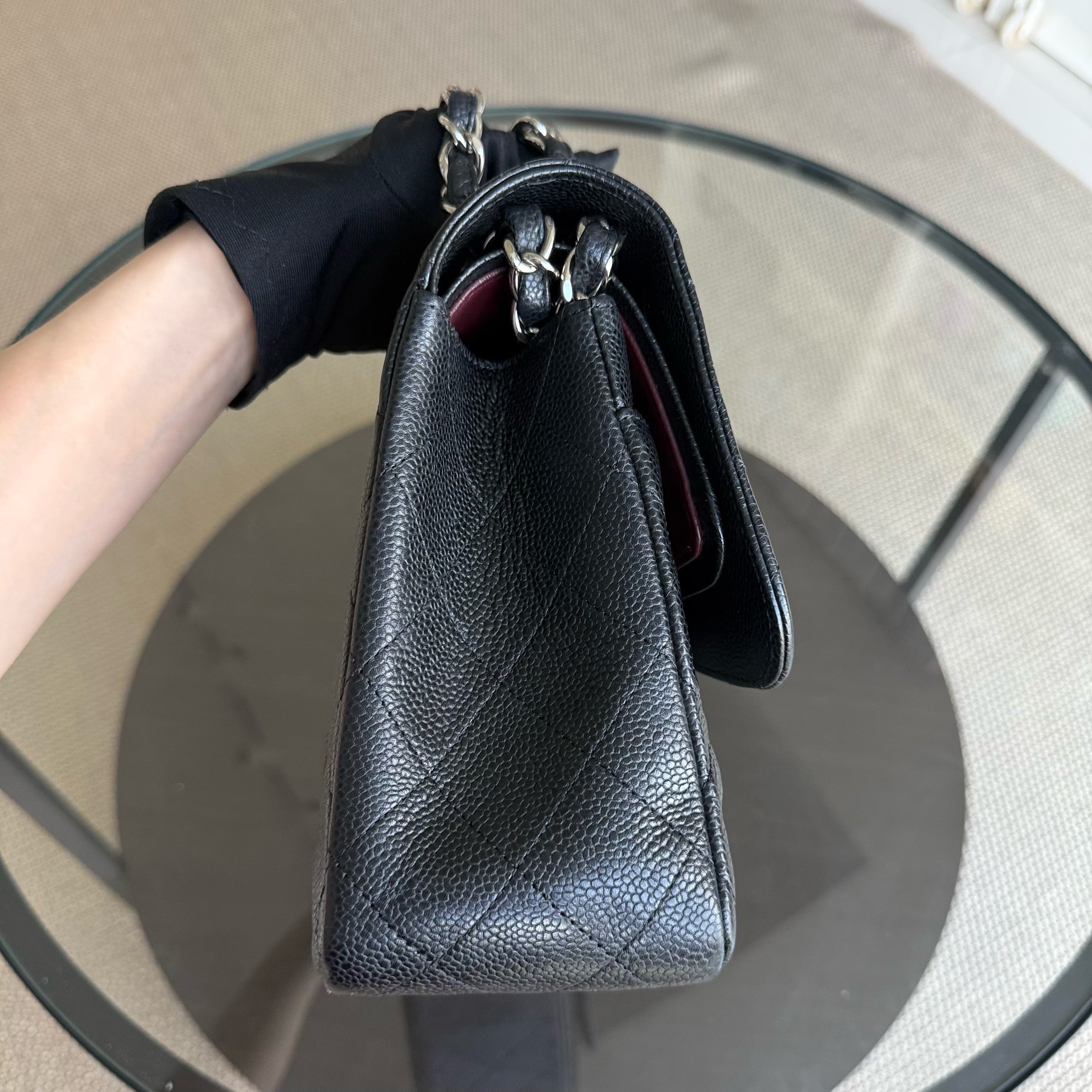Chanel Classic Flap Jumbo - Double Flap Caviar 30CM Quilted Black Silver Hardware Series 15