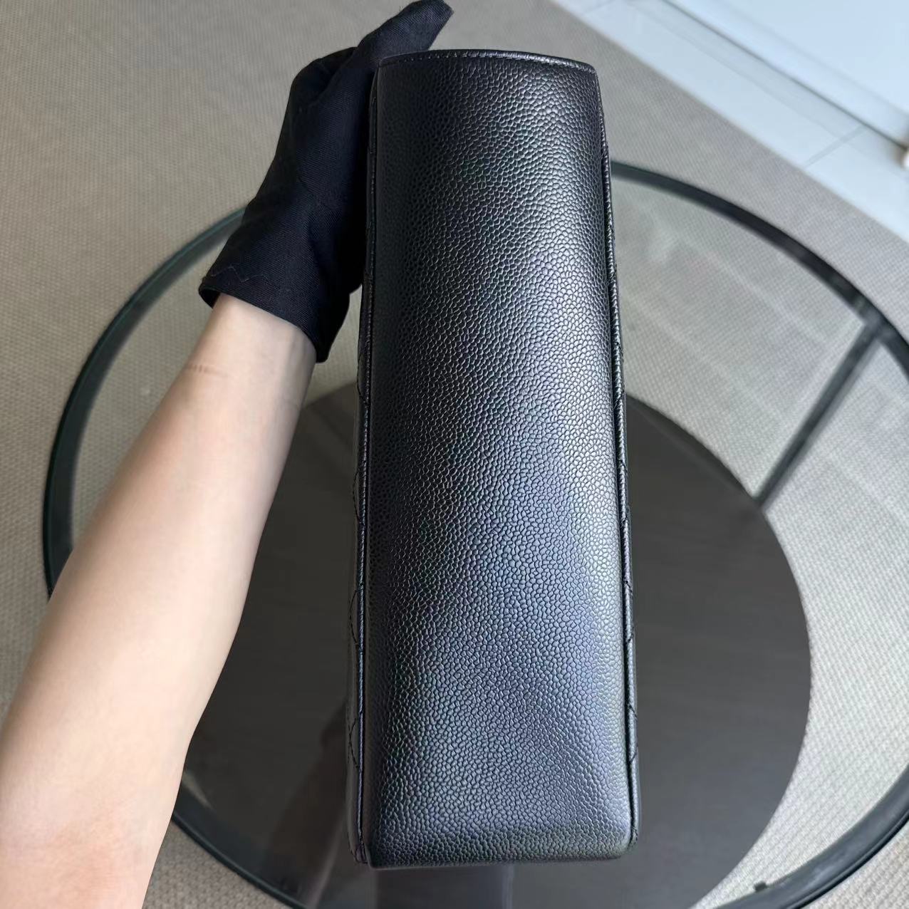 *Rare XL Size* Chanel PST Petite Shopping Tote - XL Caviar Large Quilted Black Gold Hardware Series 16