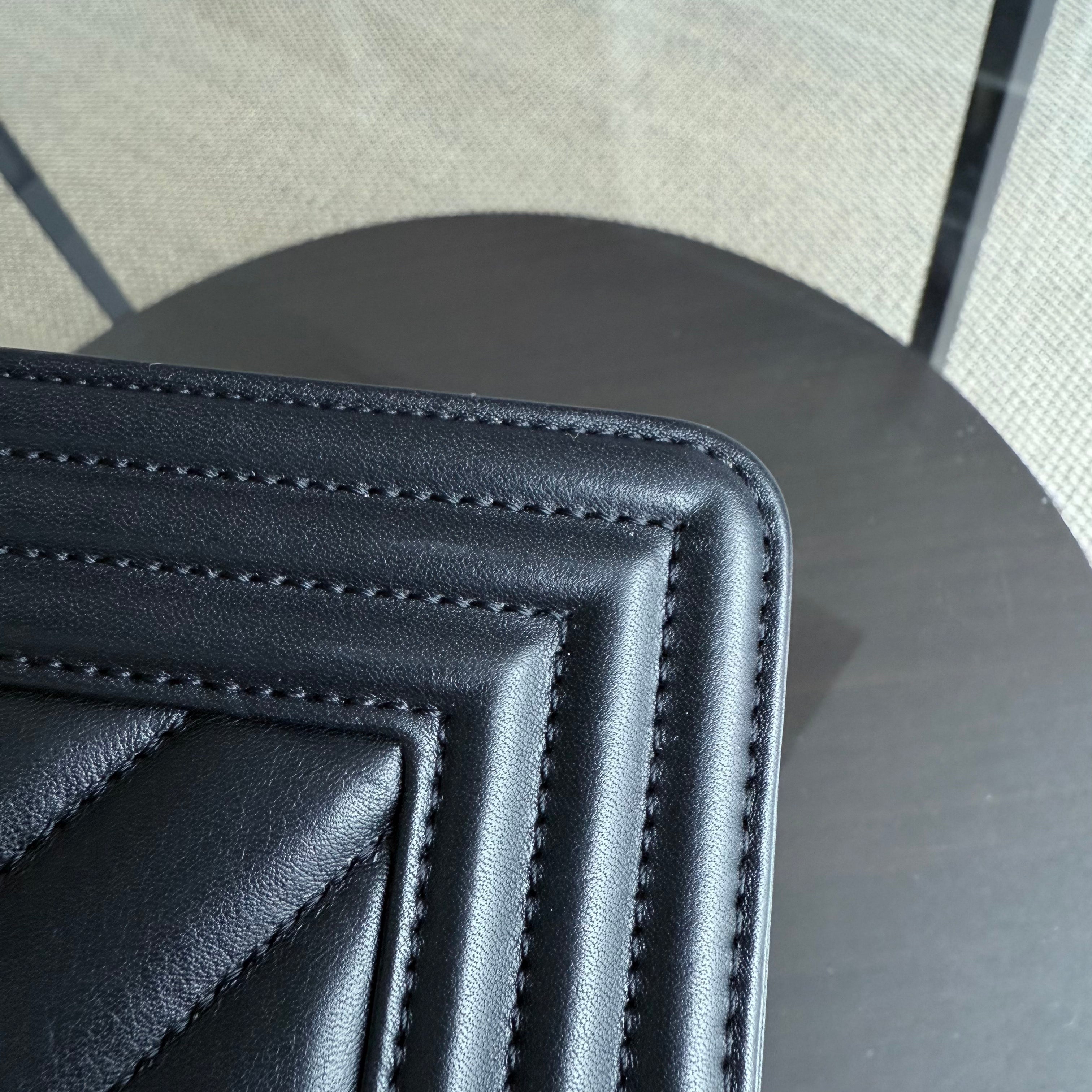 Chanel Boy Medium - 25CM Chevron Calfskin Black Ruthenium Silver Hardware