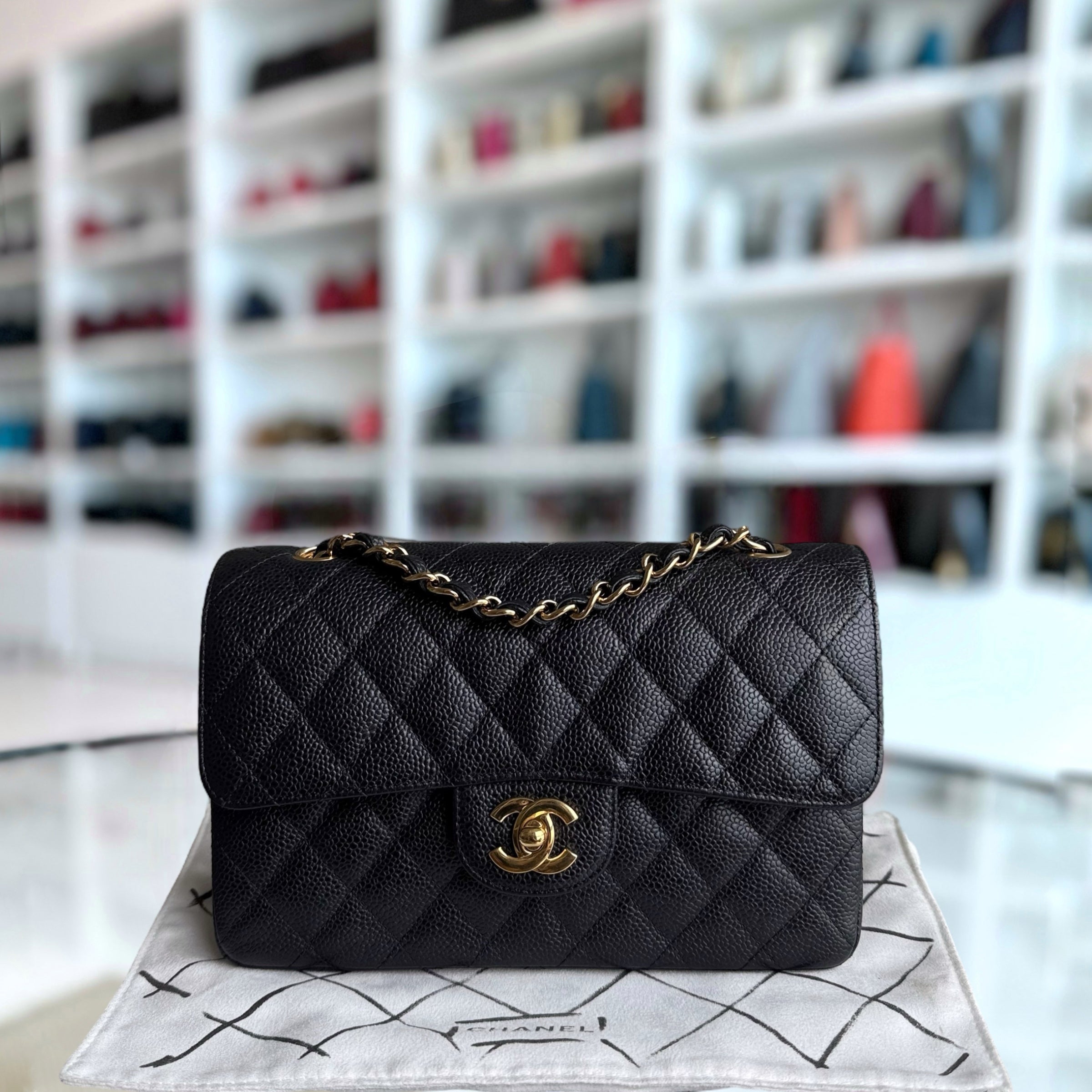 Chanel Classic Flap Small - Caviar 23CM Quilted Black Gold Hardware Series 16