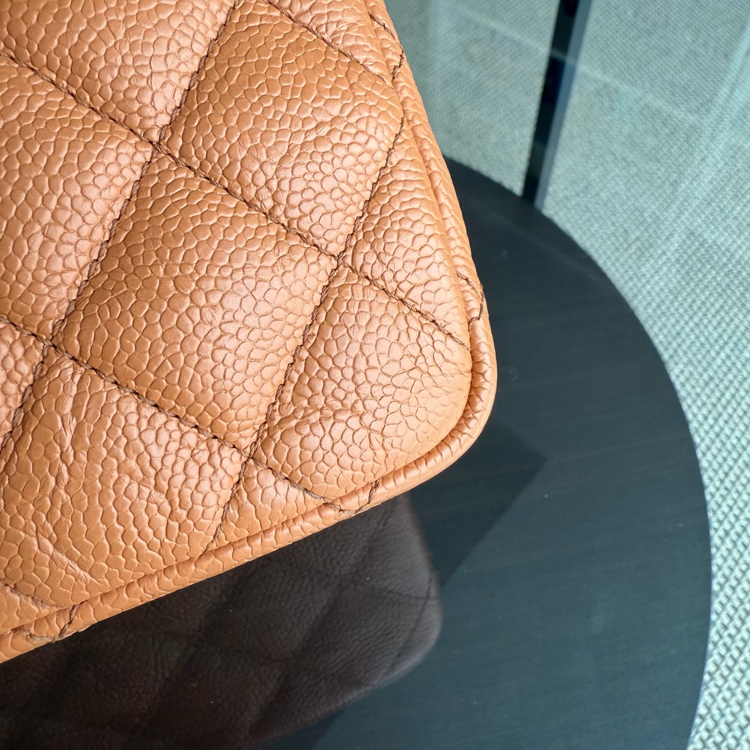 Chanel Seasonal Flap Two-tone - Caviar Quilted Caramel Orange Gold Hardware Series 21