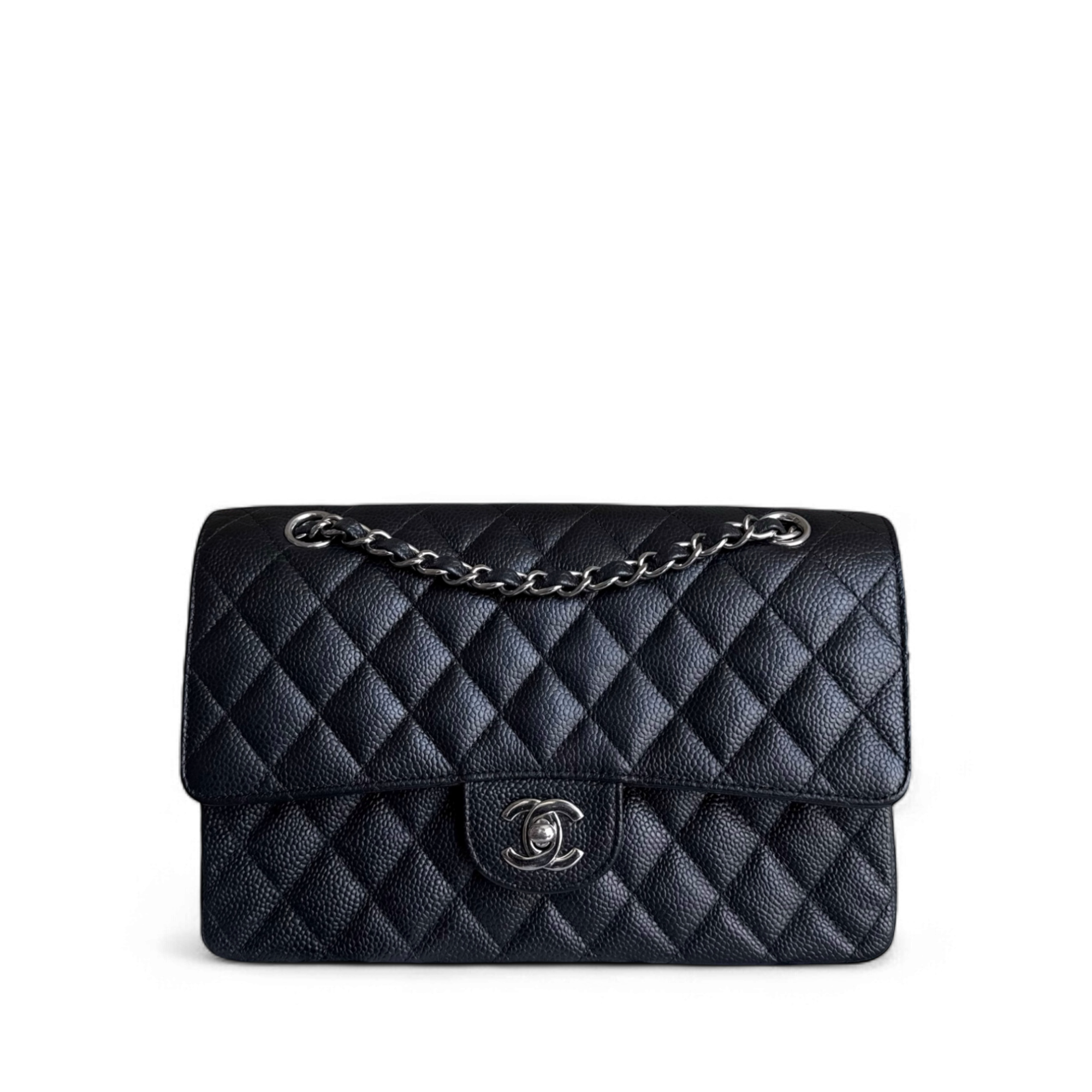 Chanel Classic Flap Medium - Caviar 25CM Quilted Black Silver Hardware Series 16