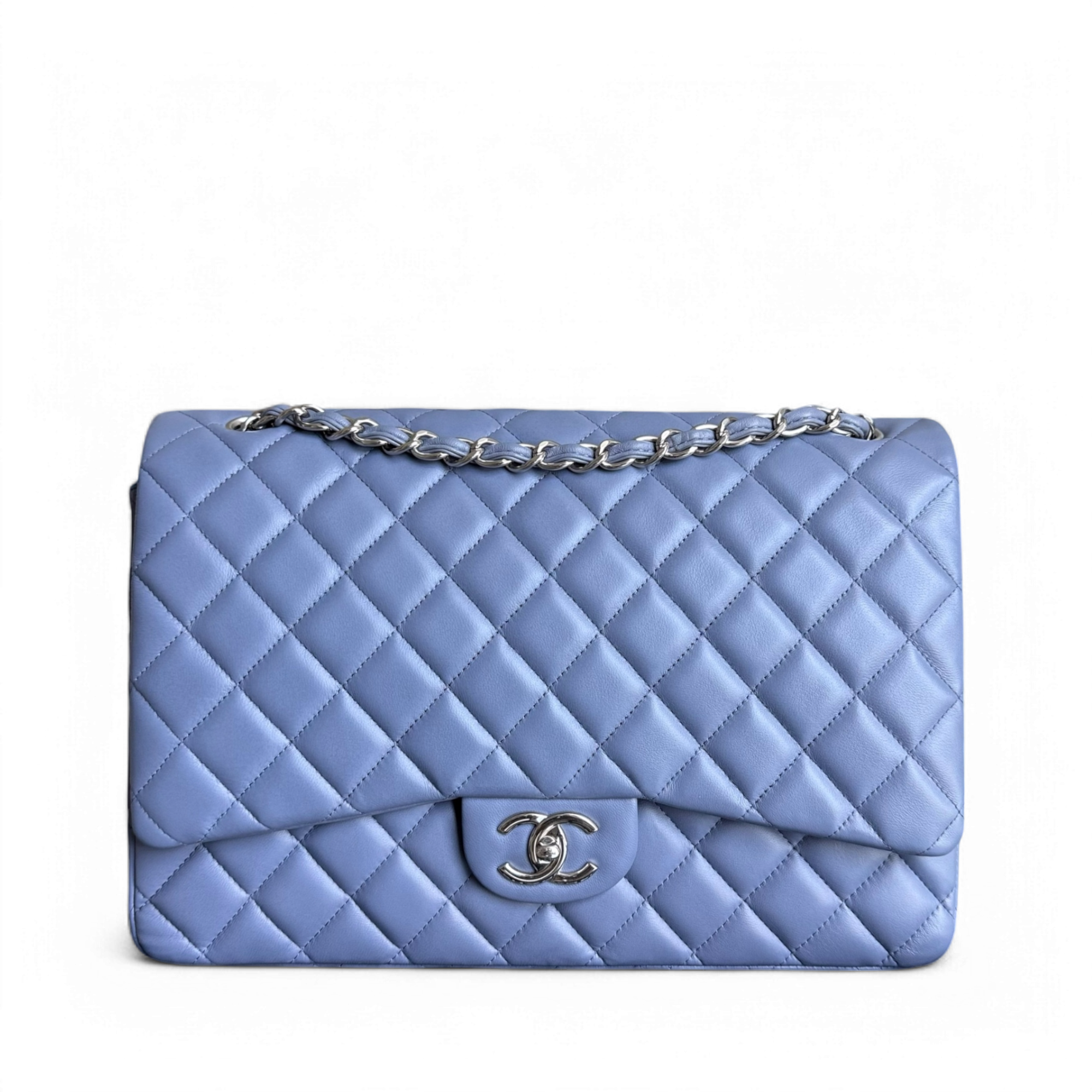 Chanel Classic Flap Maxi - Double Flap Quilted 34CM Lambskin Light Violet Purple Series 15