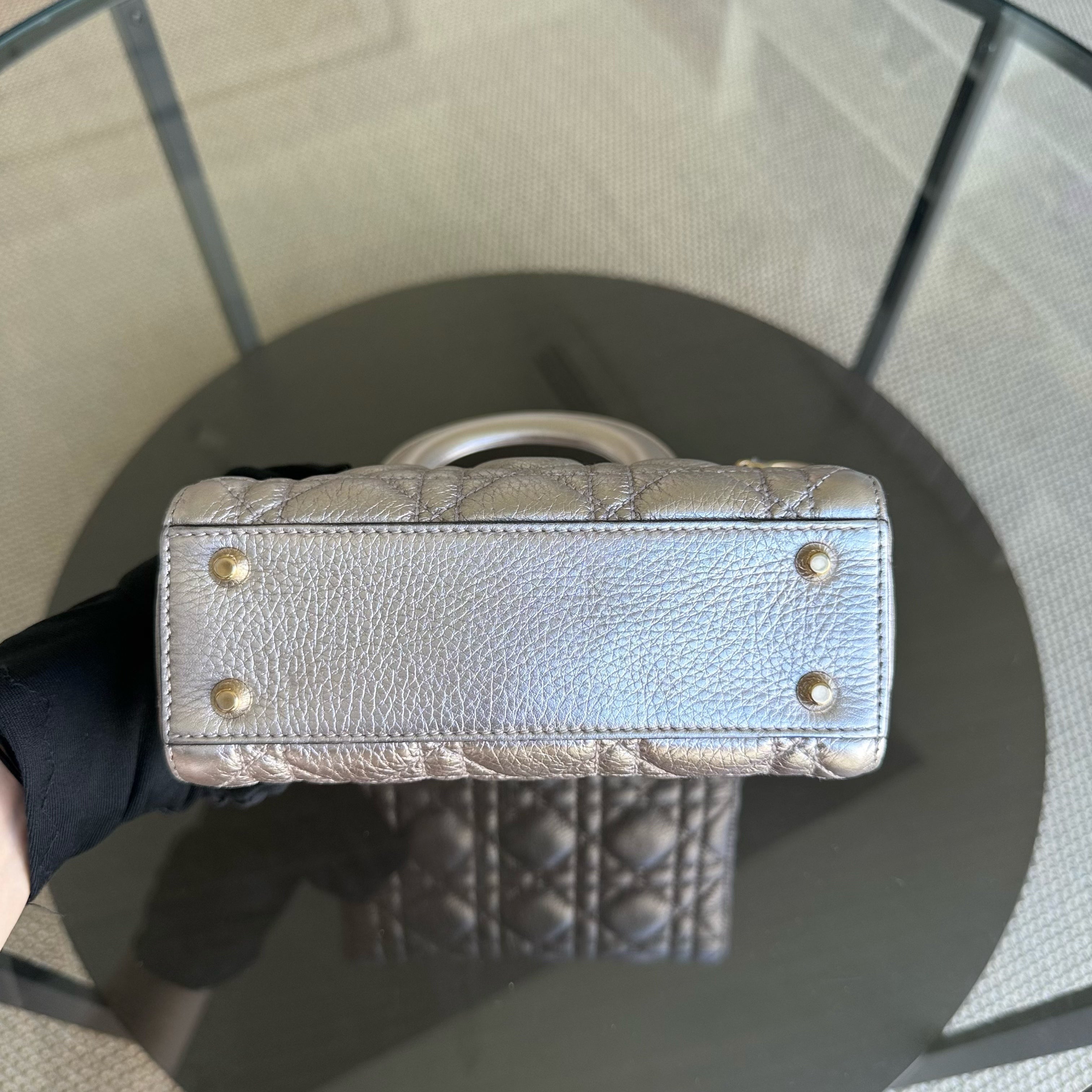 Dior Lady Mini - Cannage Calfskin Metallic Rose Gold Hardware