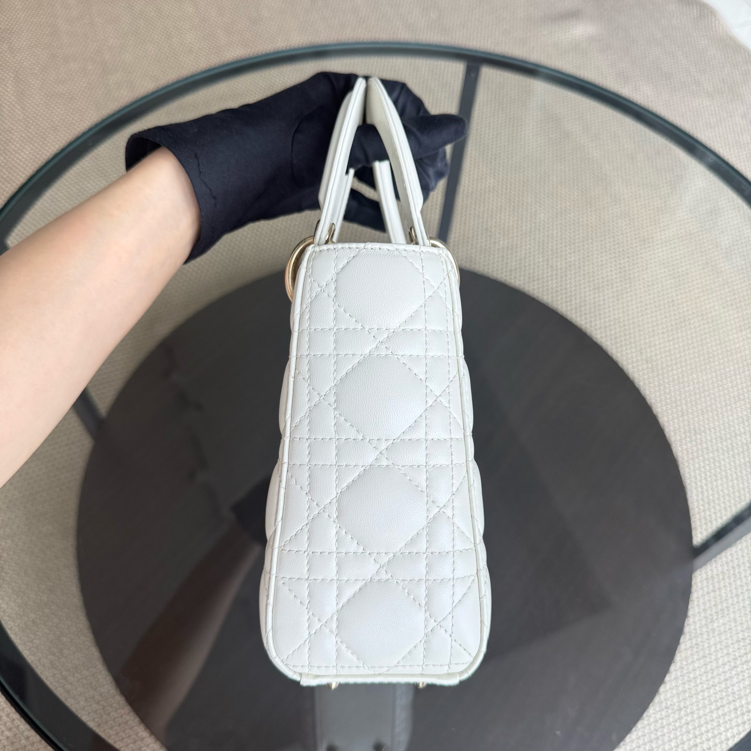 Dior Lady Small ABC - Cannage Lambskin White Gold Hardware MyABC