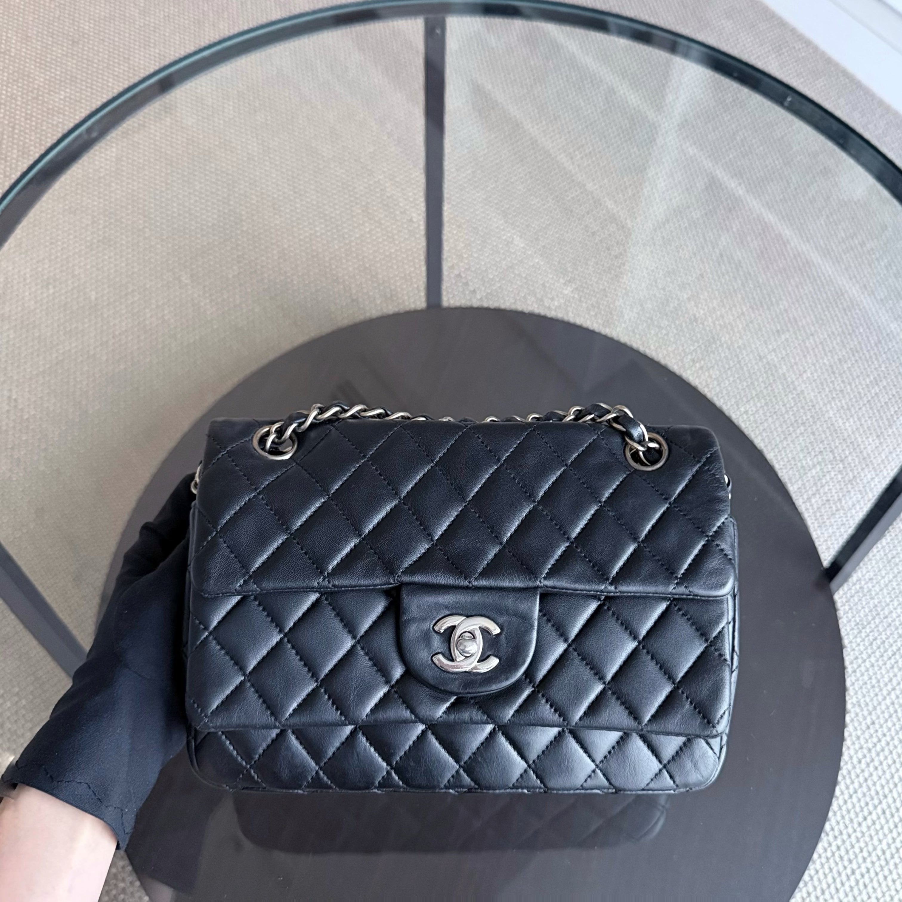 Chanel Tri-fold Seasonal Flap - Quilted Lambskin Black Gold Hardware Series 13