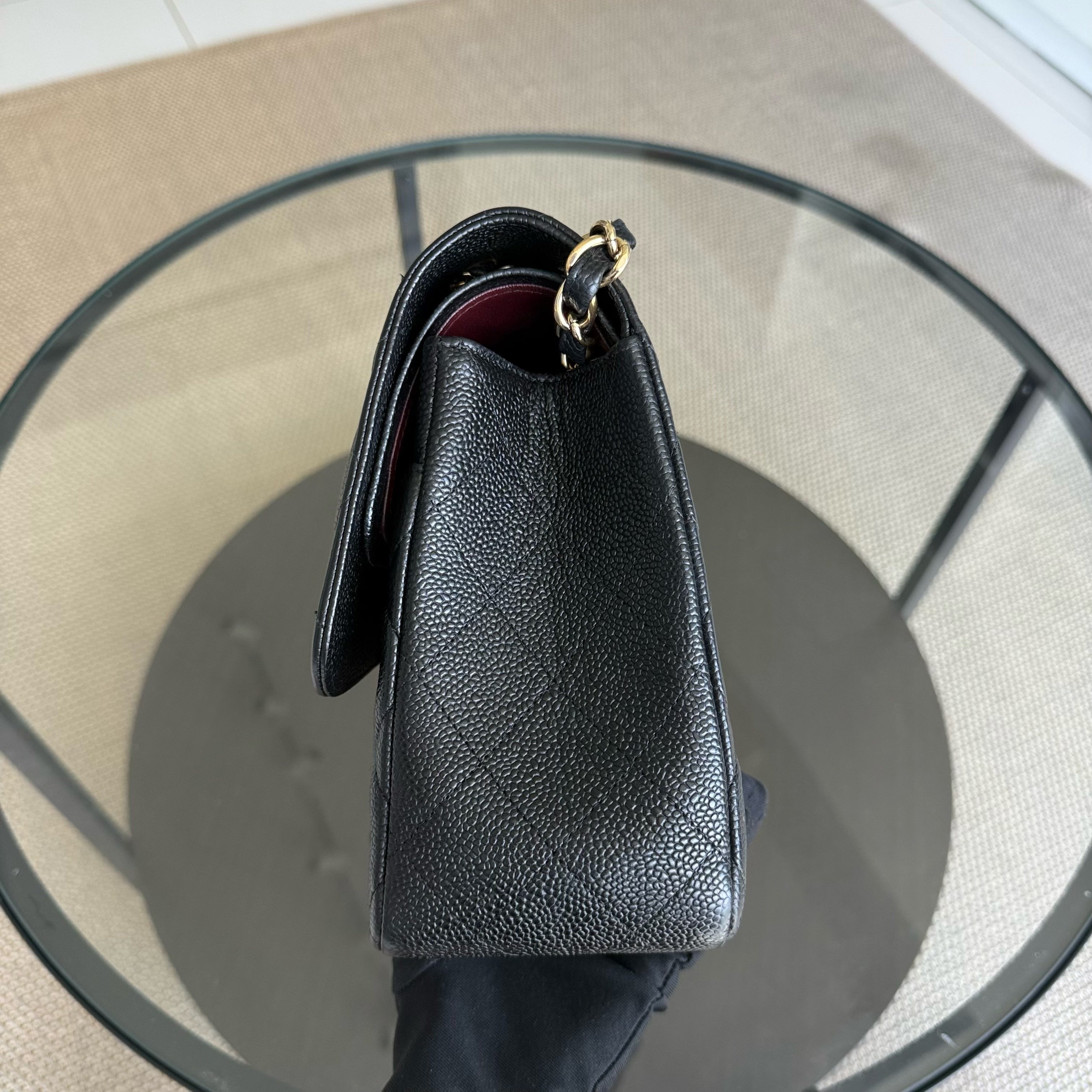 Chanel Classic Flap Jumbo - Caviar Double Flap 30CM Quilted Black Gold Hardware Series 15