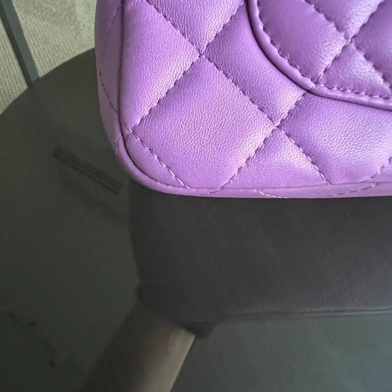 Chanel Classic Flap Mini - 20CM Rectangle Quilted Lambskin Purple Silver Hardware Series 29