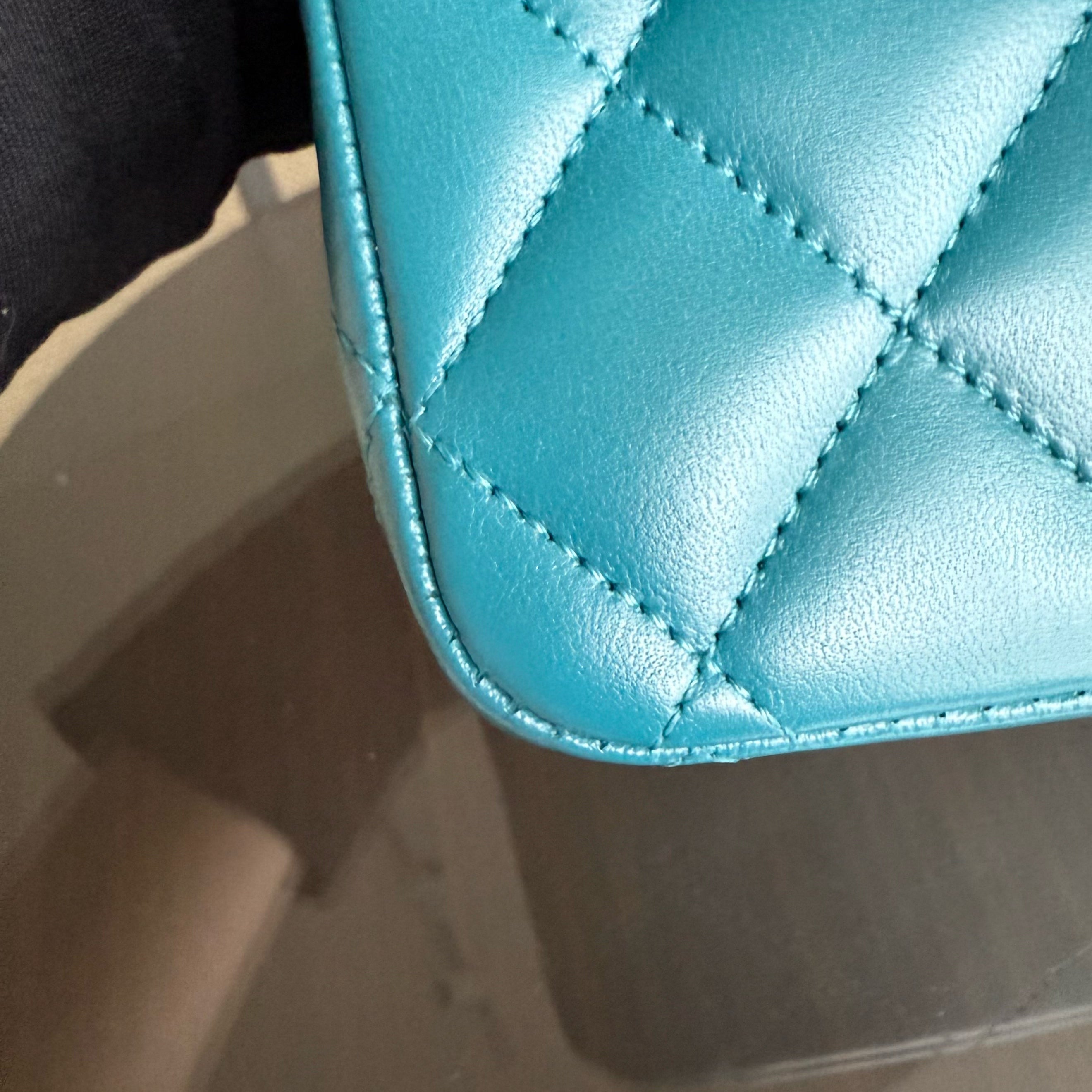 Chanel Classic Flap Medium - 25CM Quilted Lambskin Blue Silver Hardware Series 15