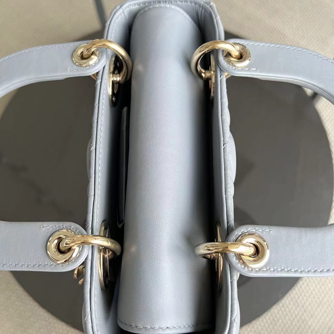 Dior Lady Small - Lambskin Cannage Grey Gray Golden Hardware ABC