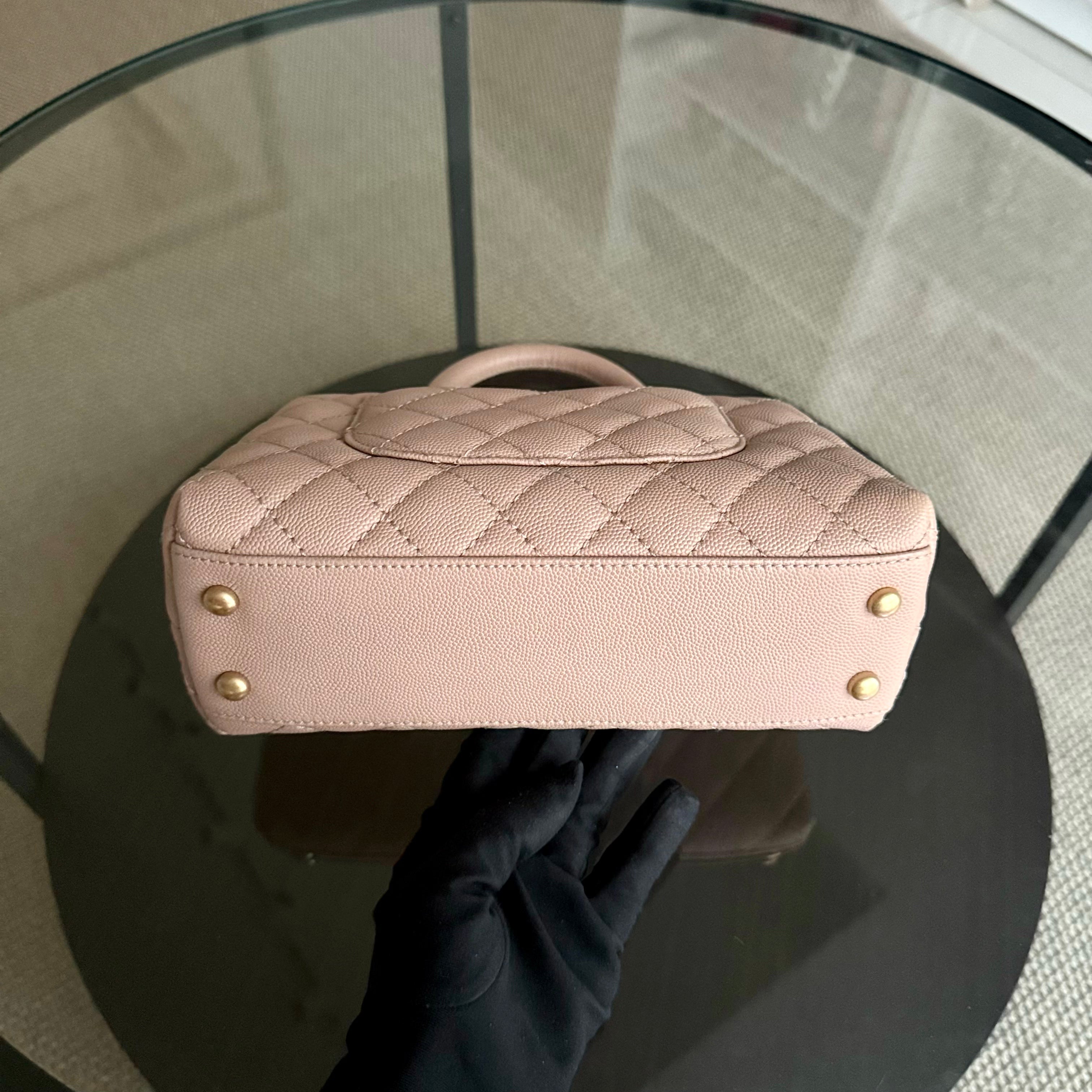 Chanel Coco Handle Small - Caviar Quilted Nude Light Beige Gold Hardware Series 25