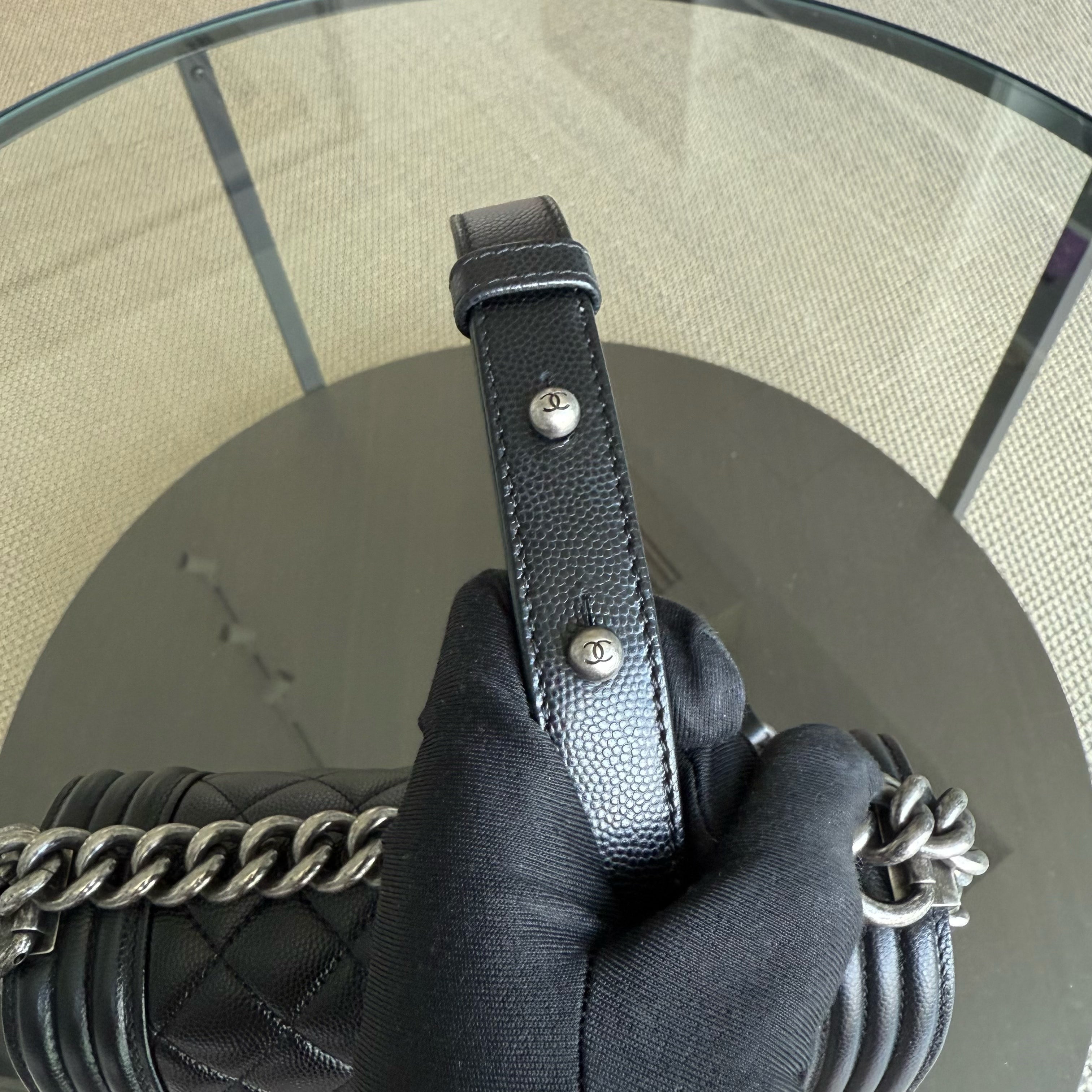 Chanel Boy Small - Caviar 20CM Quilted Black Ruthenium Silver Hardware Series 25
