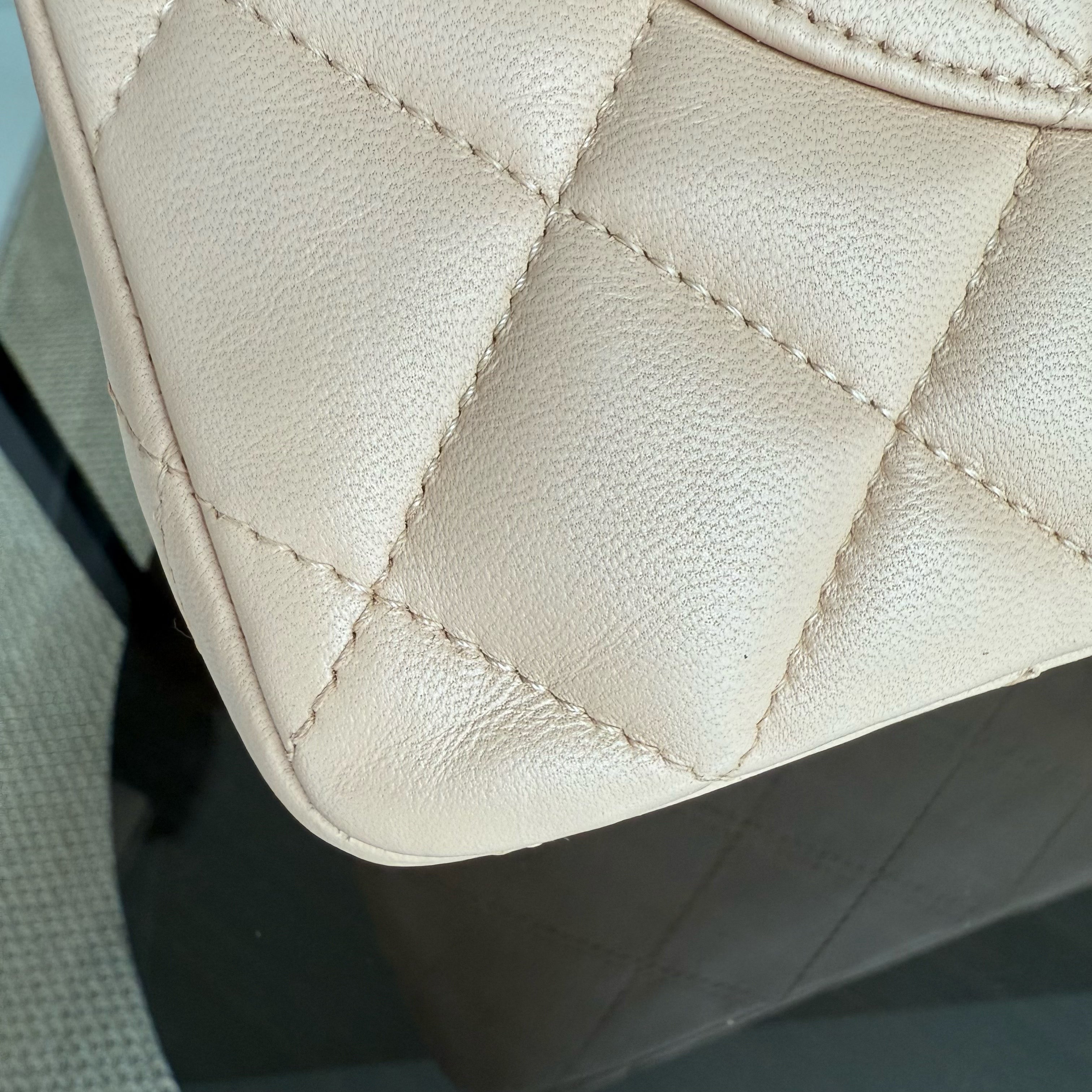 Chanel Classic Flap Jumbo - 30CM Single Flap Quilted Lambskin Beige Gold Hardware Series 13