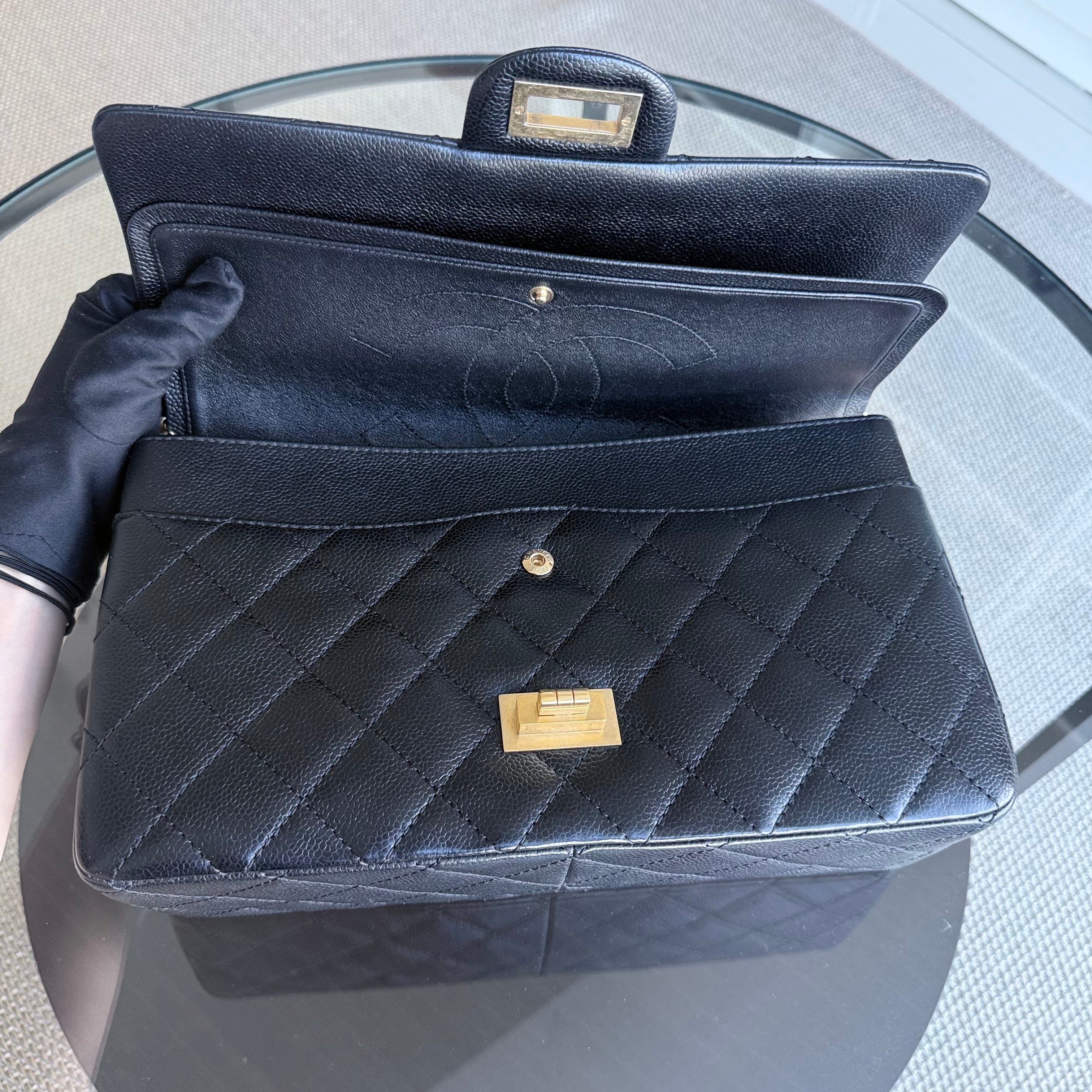 Chanel 2.55 Reissue 227 - Caviar Quilted Black Aged Gold Hardware Series 18