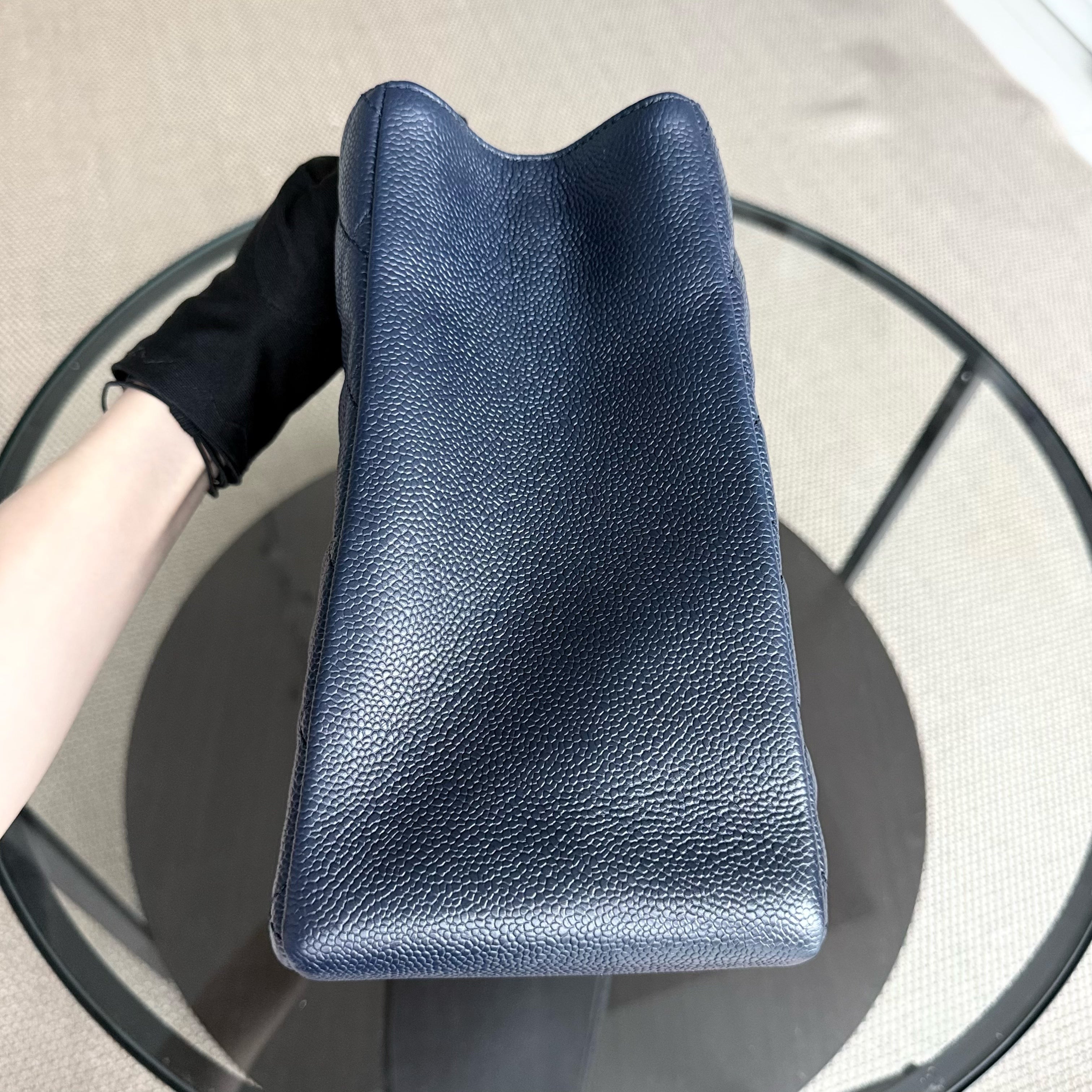 Chanel GST Grand Shopping Tote - Caviar Quilted Dark Blue Gold Hardware Series 19