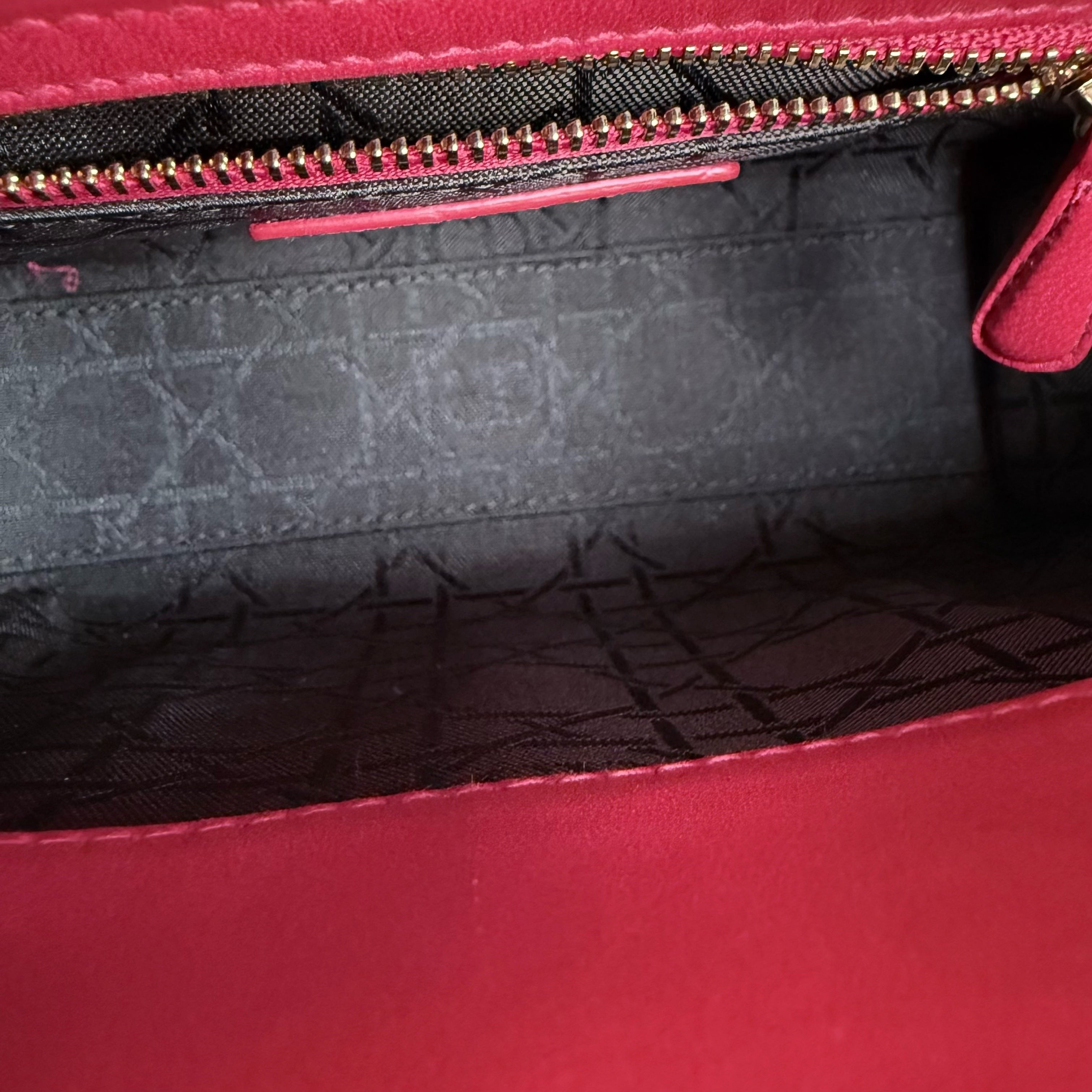 Dior Lady Mini - Cannage Lambskin Red Gold Hardware Adjustable Strap