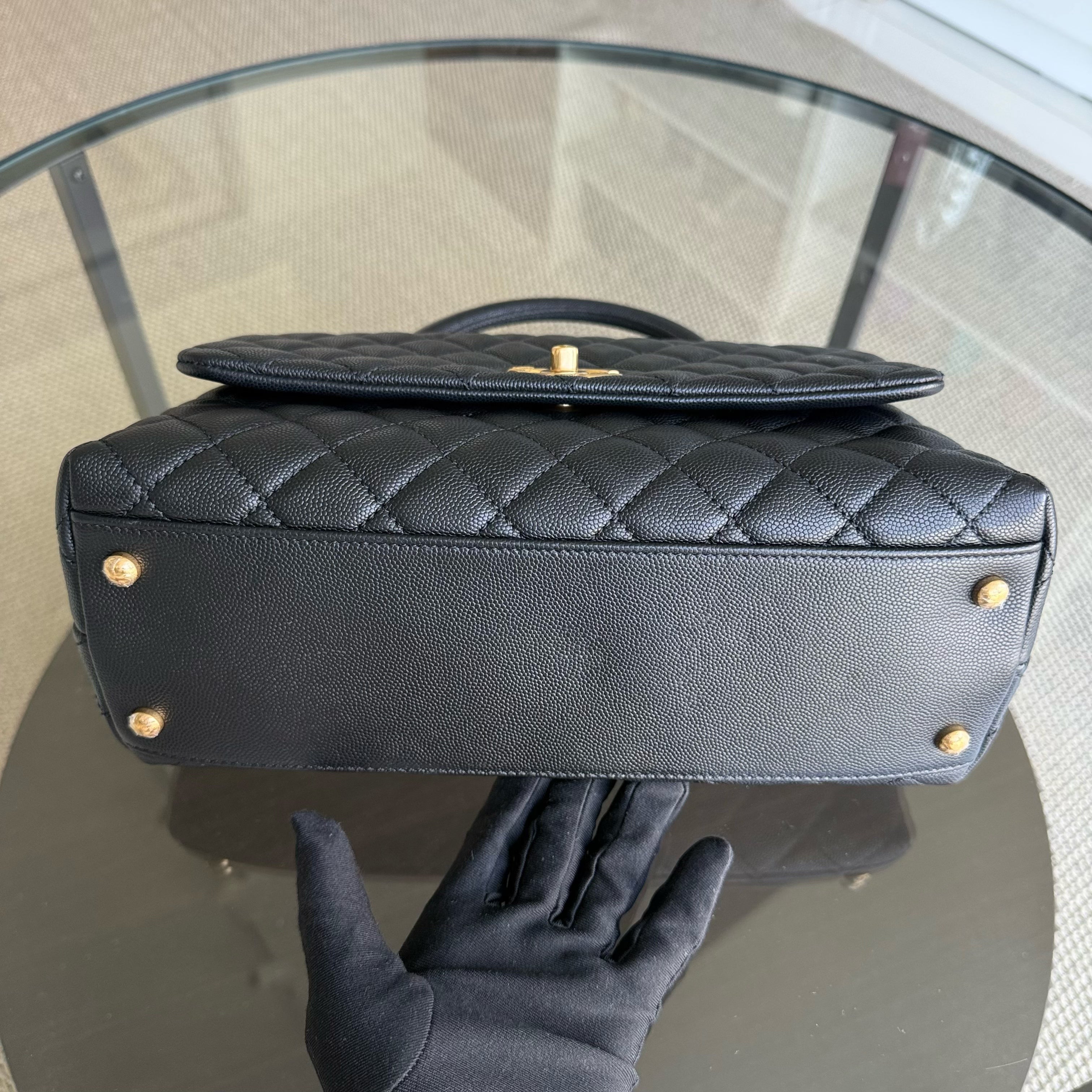 Chanel Coco Handle Medium - Caviar 29CM Quilted Black Gold Hardware Series 23