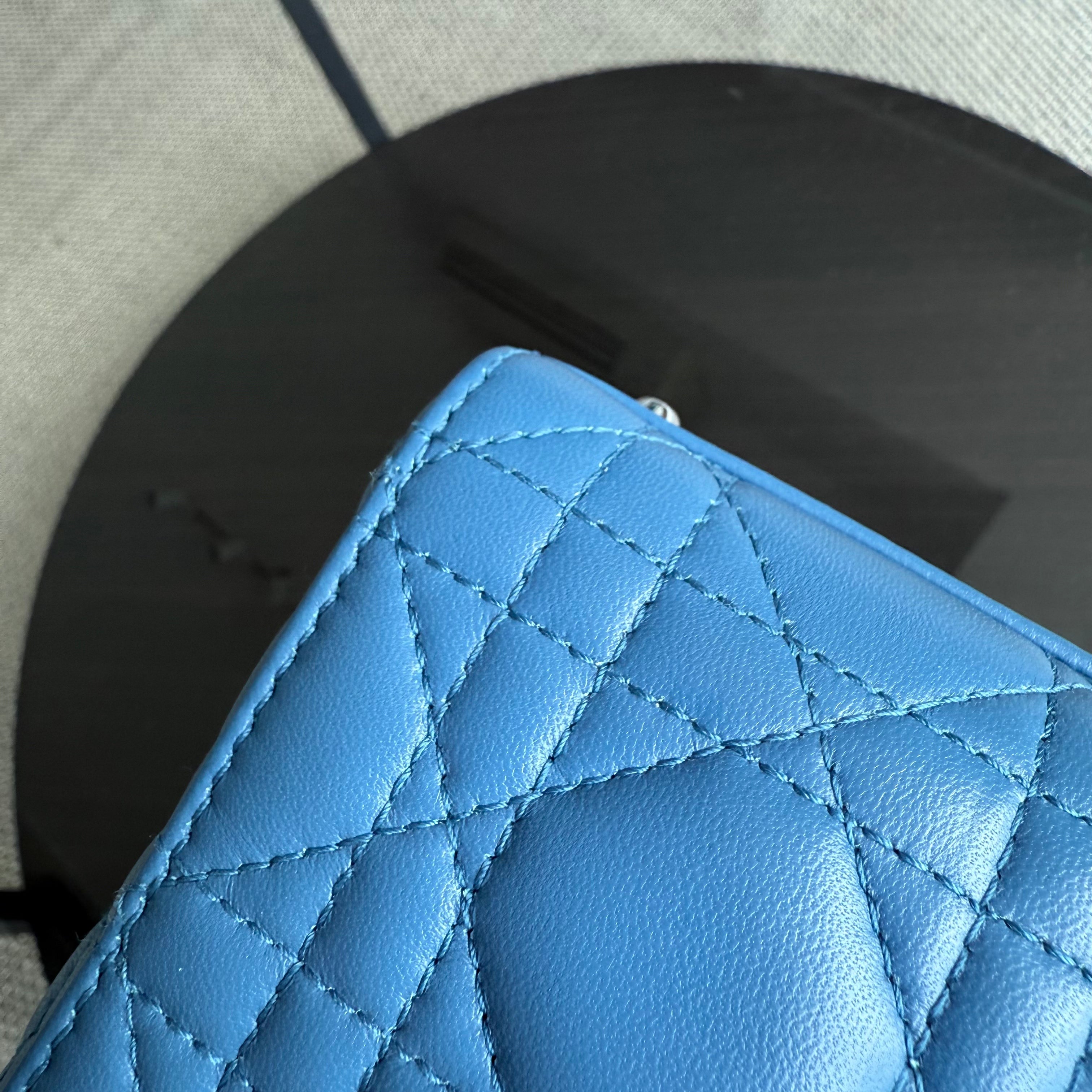 Dior Lady Mini - Cannage Lambskin Blue Silver Hardware Adjustable Strap
