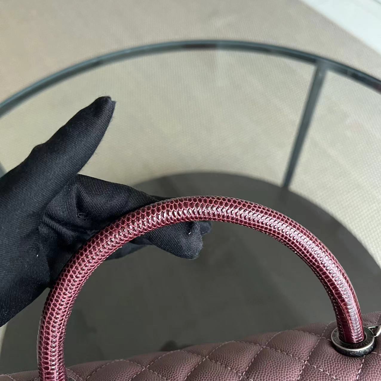 Chanel Coco Handle - Medium Pink Lizard Handle Silver Hardware Series 23