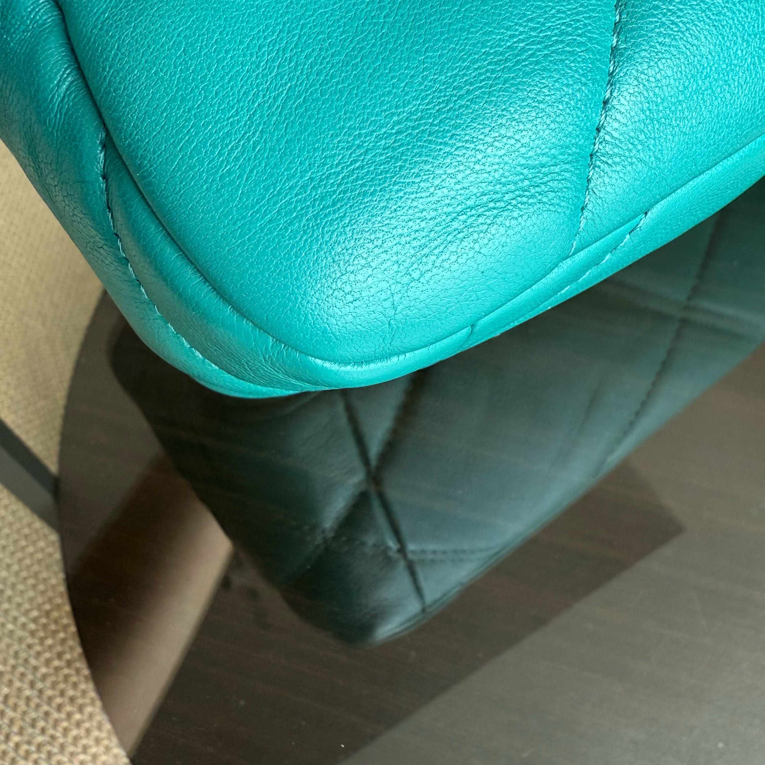 Chanel 19 Bag Small - Quilted Goatskin Green Blue Two-tone Hardware Series 30